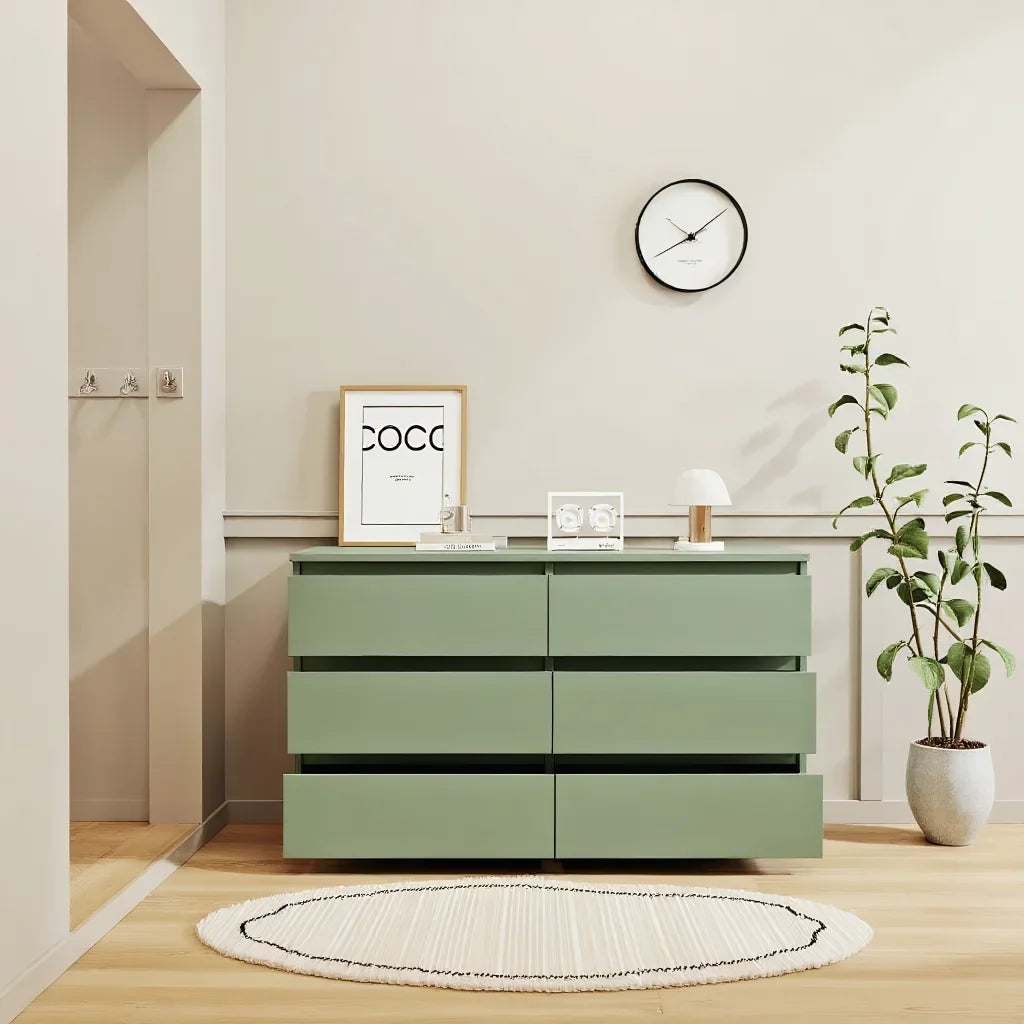 2026 New Kadyn Modern 6 Drawer Dresser Wood Cabinet,Dresser for Bedroom, Kitchen Storage Cabinet with Drawers, Chest of Drawers(Black) - Image 65