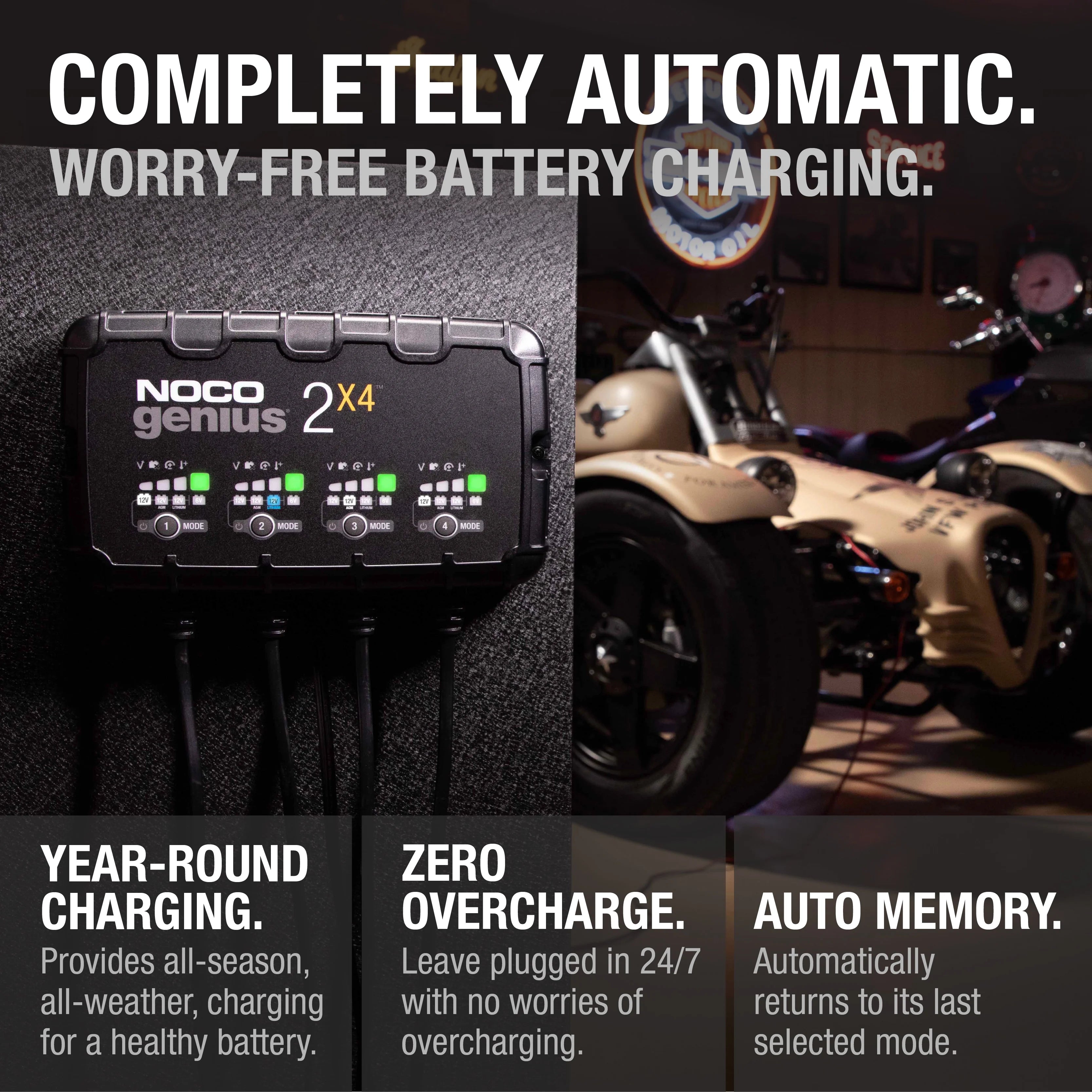 2026 New NOCO GENIUS2X4: 4-Bank 8A (2A/Bank) 6V/12V Smart Battery Charger, Maintainer and Desulfator - Image 6