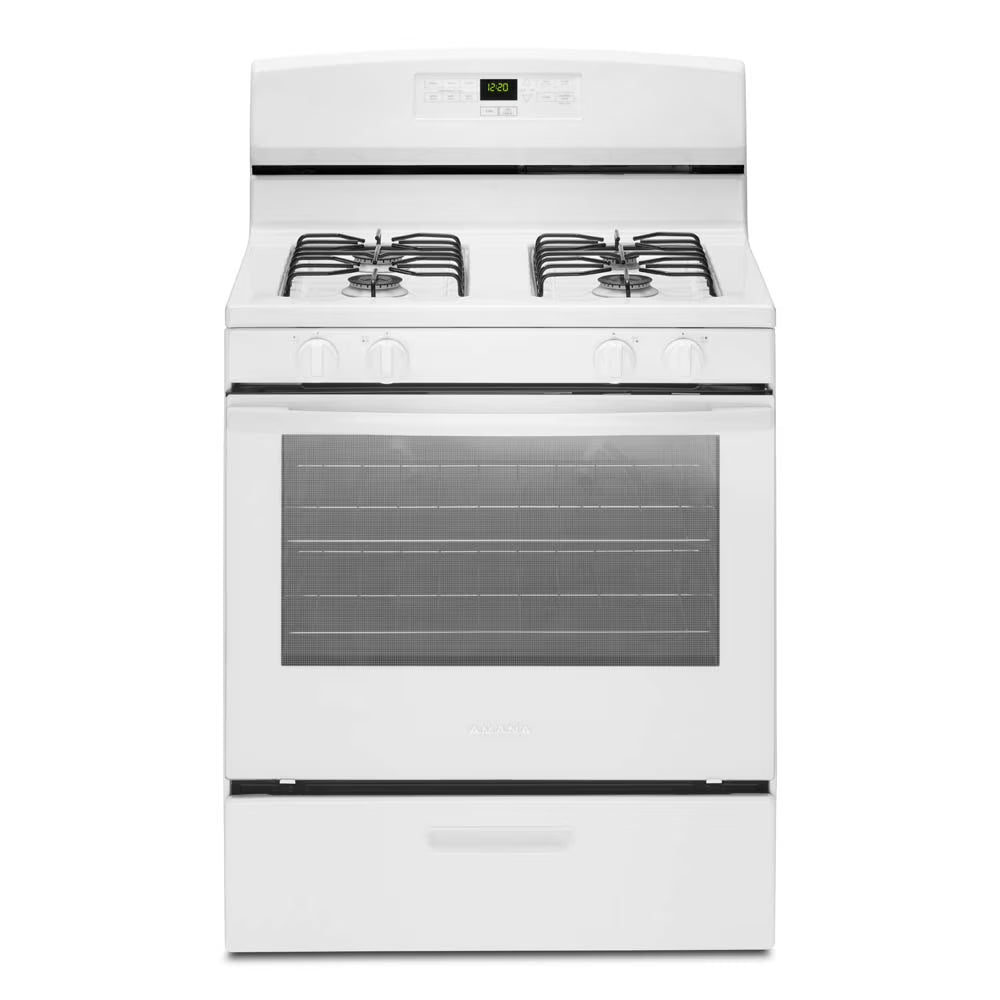2026 New Brand New Amana® AGR6303MMW Gas Range with Bake Assist Temps, Dimensions 46" H x 30" W x 28" D, Weight 136lbs