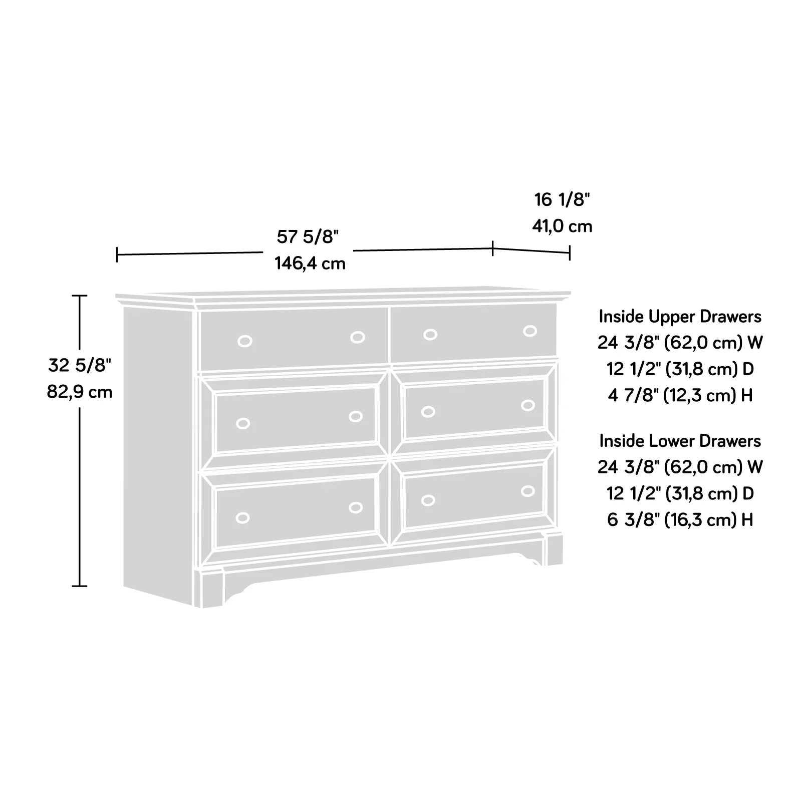 2026 New Sauder Palladia 6-Drawer Bedroom Dresser, Vintage Oak Finish - Image 15