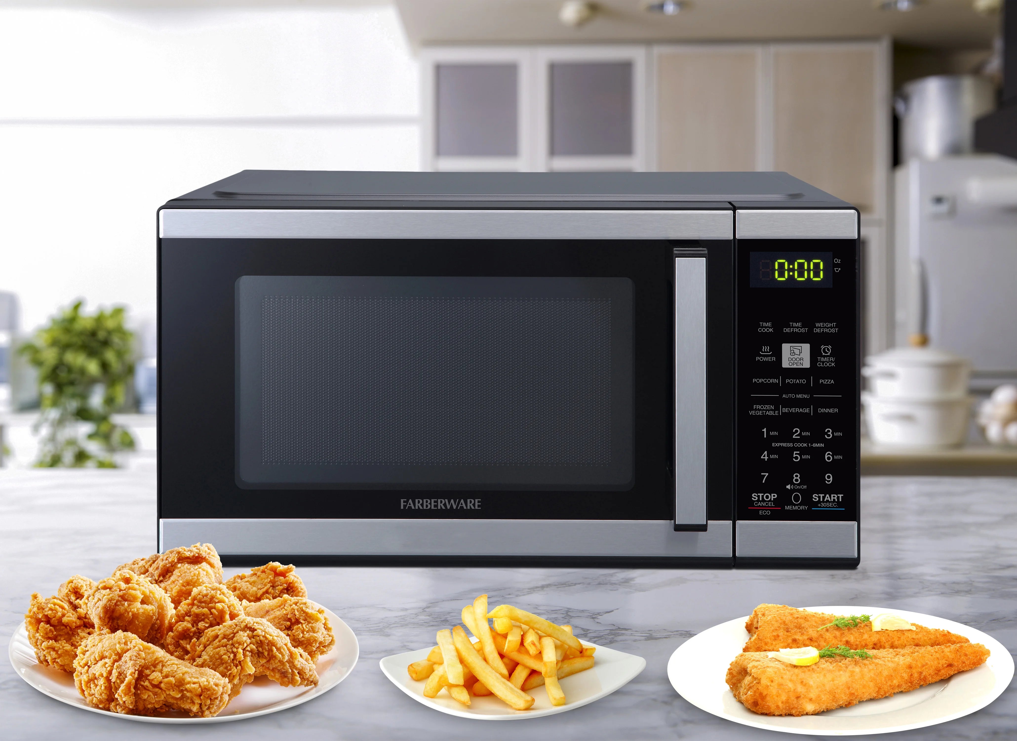 2026 New Farberware Countertop Microwave 900 Watts, .9 cu ft - Microwave Oven With Child Lock - Perfect for Apartments and Dorms - Easy Clean Grey Interior, Stainless Steel - Image 6