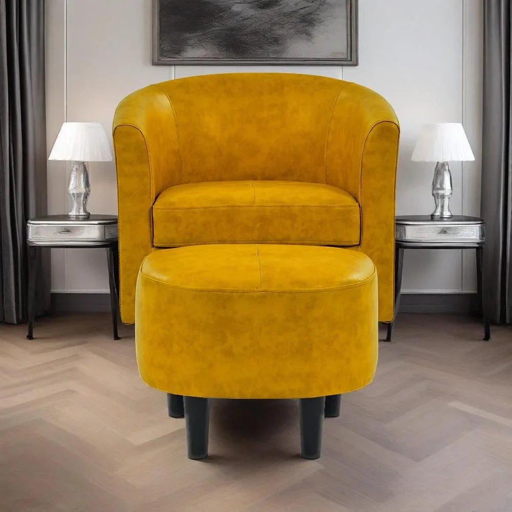 2026 New Bonzy Home Velvet Accent Chair with Ottoman for Living Room,Beige - Image 25