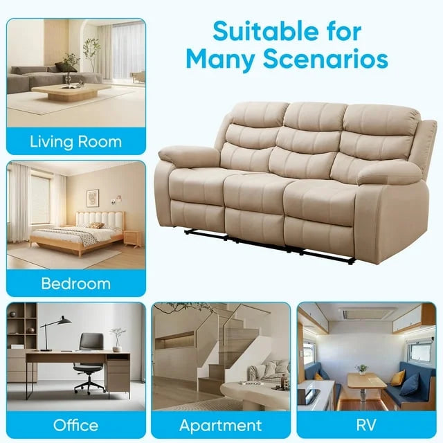 2026 New MUZZ Modern Reclining Sofa,3-Seater Recliner Sofa with Cup Holders, Flip-Up Storage, Reversible Backrest and Footrest, Gray - Image 12
