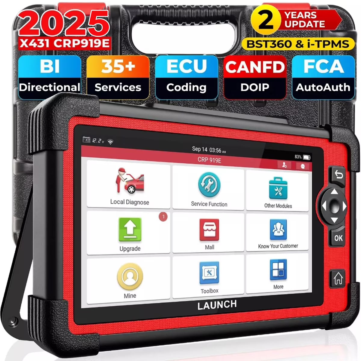 2026 New LAUNCH X431 CRP919E Cars Diagnostic Scan Tool All System Bidirectional Diagnostic OBD2 Scanner with 31+ Services Functions, ECU Coding, Supports CANFD/DOIP, 2 Years Free Update