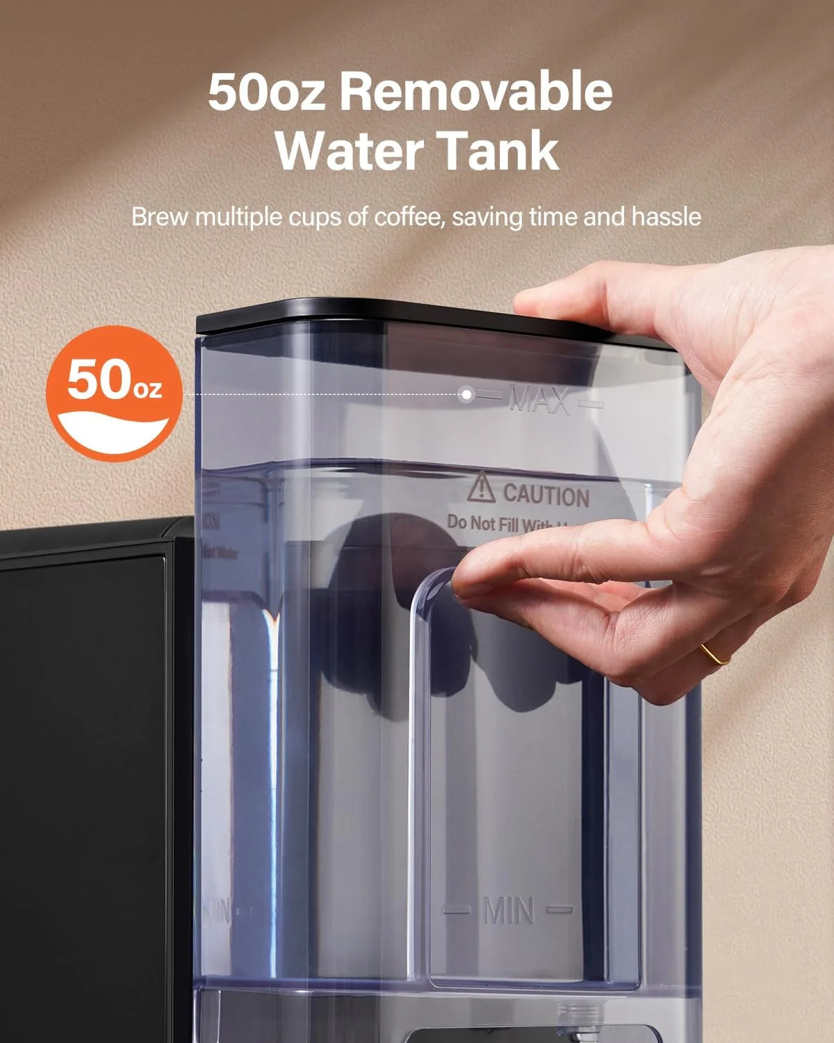 2026 New Single Serve Coffee Maker, Hot and Iced Coffee Machine for K-Cup Pods & Ground Coffee, 6 to 14 oz Brew Sizes, 50 oz Removable Water Tank, Bold Brew Setting, Stainless Steel, Black - Image 8