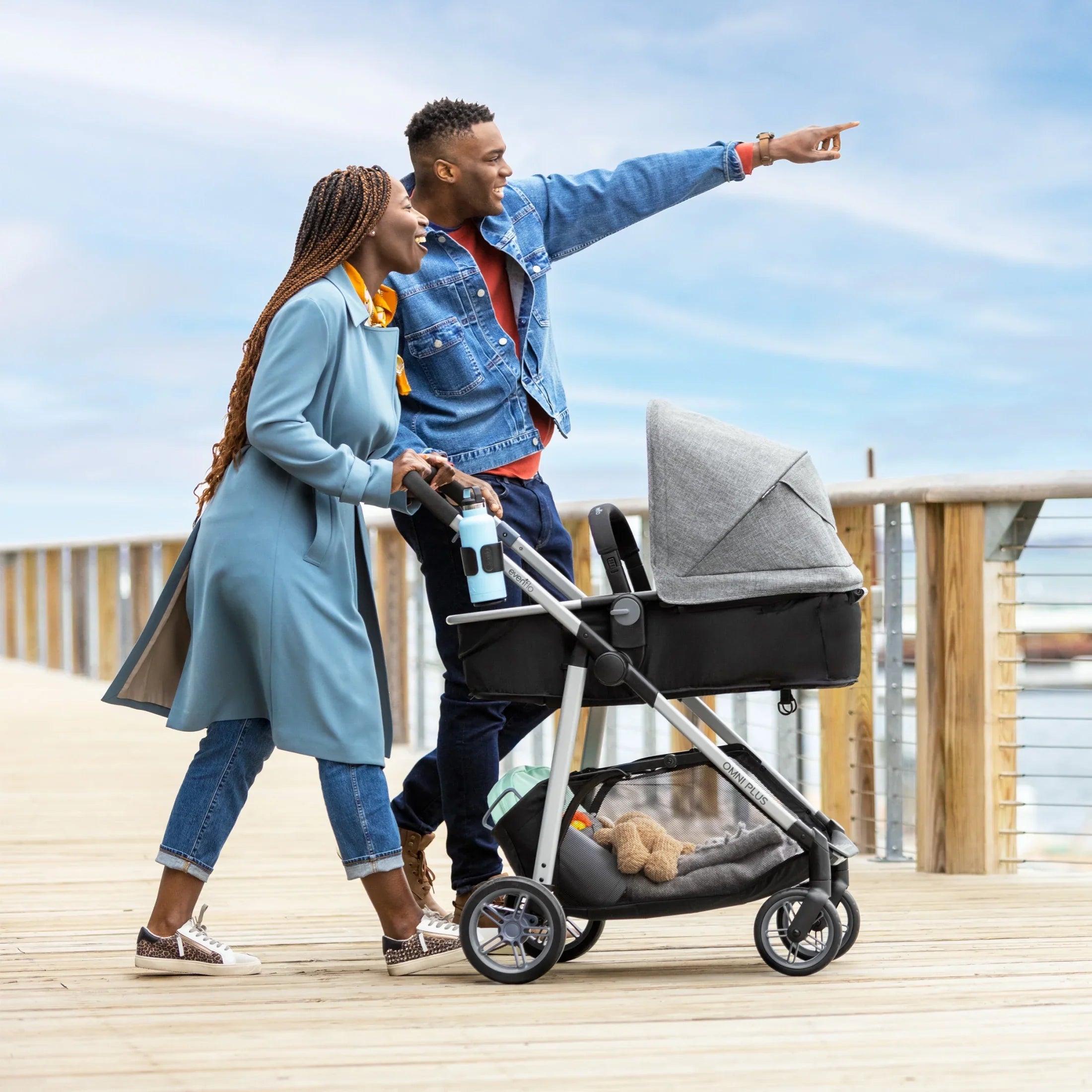 2026 New Evenflo Omni Plus Modular Travel System with LiteMax Sport Infant Car Seat, Mylar Gray, Unisex - Image 85