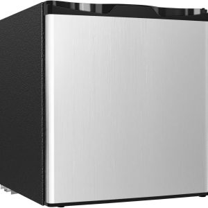 2026 New 1.7 Cu.Ft Mini Fridge with Freezer, Single Reversible Door Compact Refrigerator, Adjustable Thermostat&Energy Saving Mini Fridge for Bedroom, Dorm, Office, Low Noise, Silver