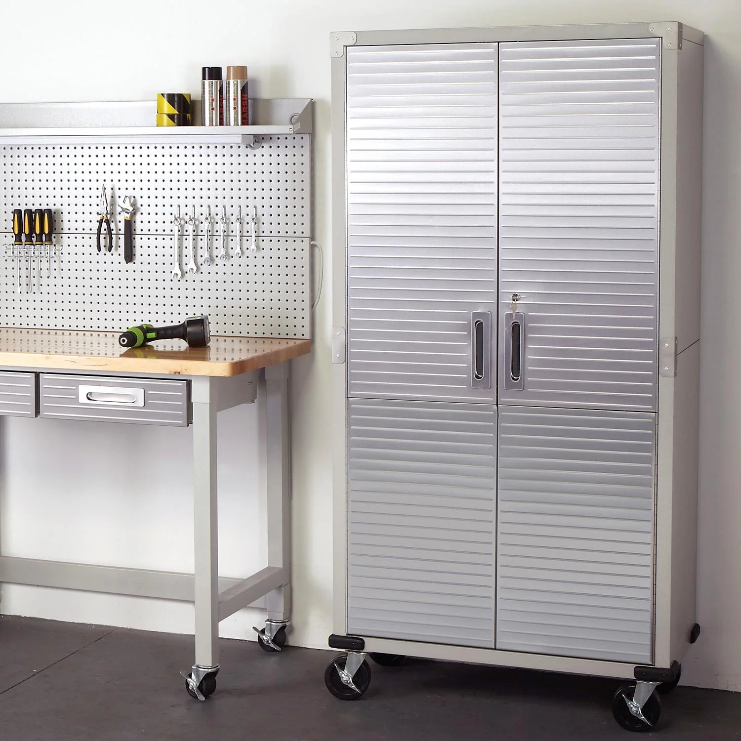 2026 New Seville Classics UltraHD Steel Body Lockable Storage Filing Cabinet Organizer Locker Shelving Unit 36" W x 18" D x 72" H, Granite - Image 6
