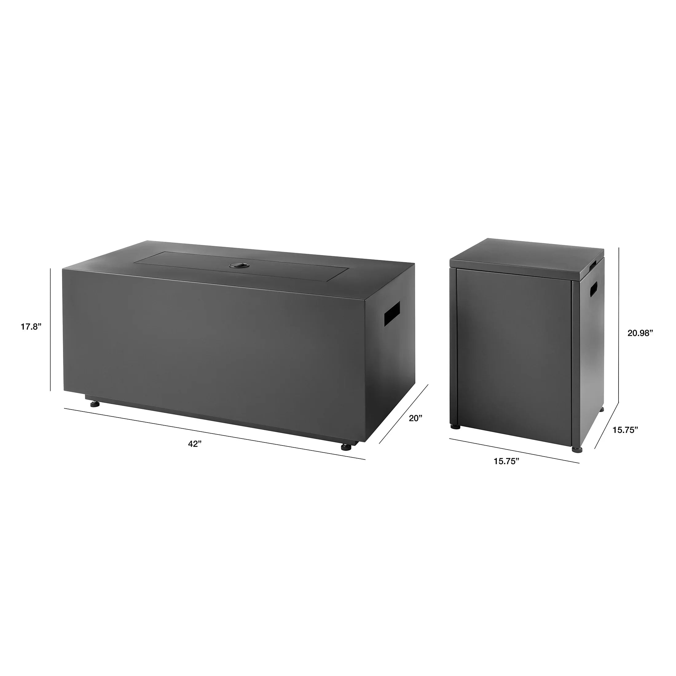 2026 New Mainstays 42" Rectangle Black Finish Modern Steel Fire Pit: 42" x 20" 50000 BTU Propane Fire Pit Table with Lid, Tank Hideaway and Cover - Image 4