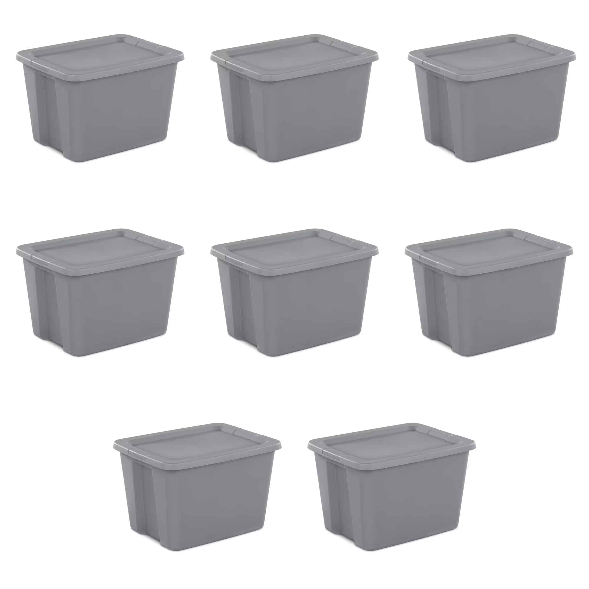2026 New Sterilite 18 Gallon Tote, Plastic Storage Bin with Snap-on Lid, Gray, 8 Count