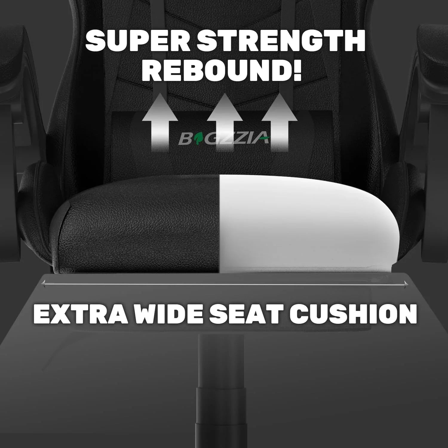 2026 New Bigzzia Gaming Chair Office Chair, Ergonomic Game Chair with Height Adjustable Headrest and Lumbar Support for Adults Teens, Black & White - Image 35