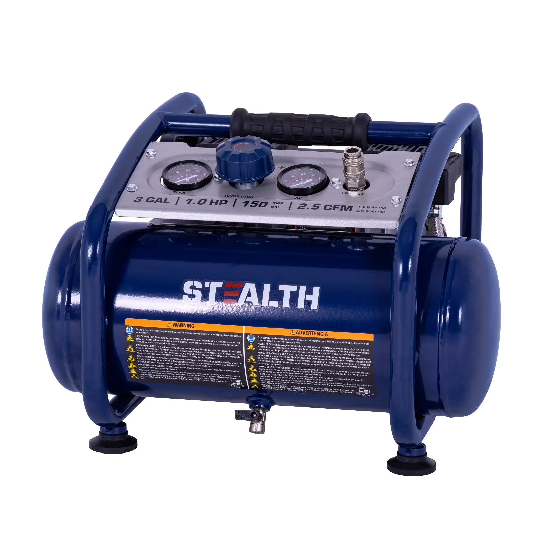 2026 New Stealth Ultra Quiet 3 Gallon 150 PSI Portable Electric Oil-Free Air Compressor, Professional Series