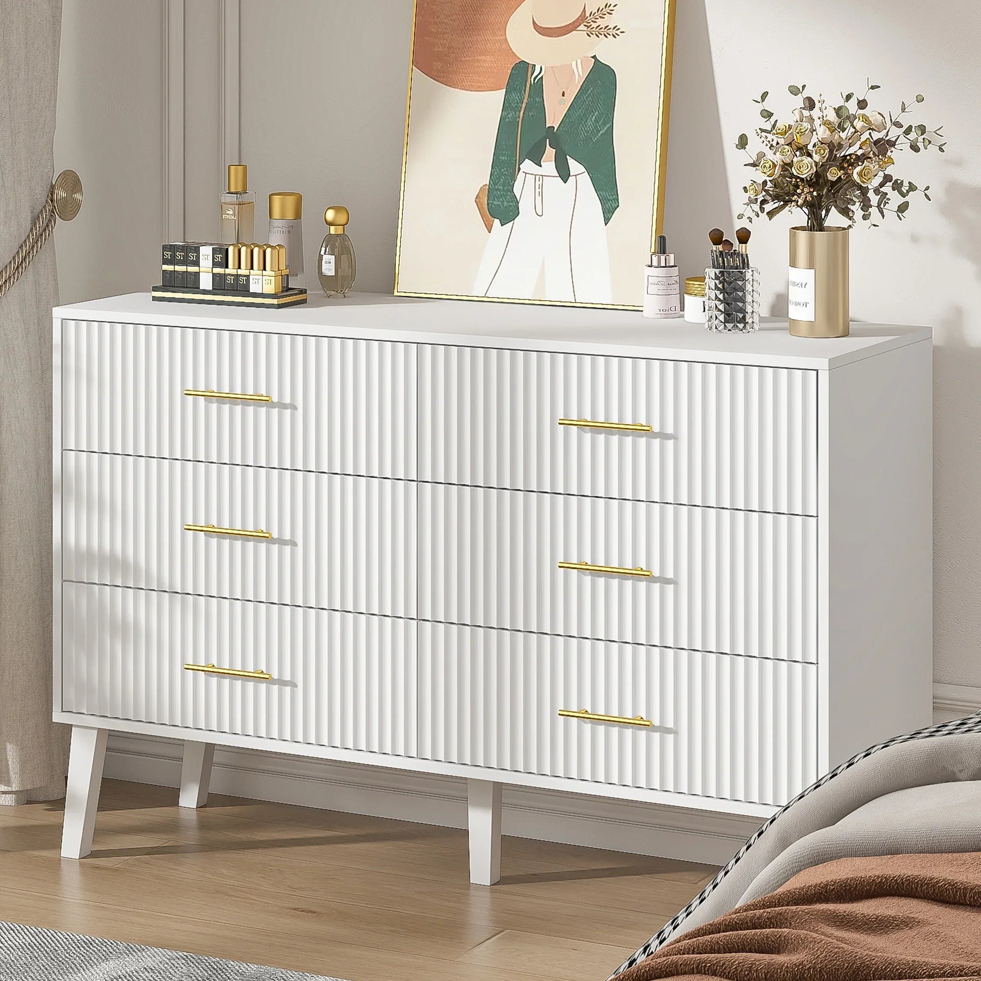 2026 New Fluted 6 Drawers Dresser, Wide Modern Chest of Drawers, 6 Drawer Double Dresser - Image 24