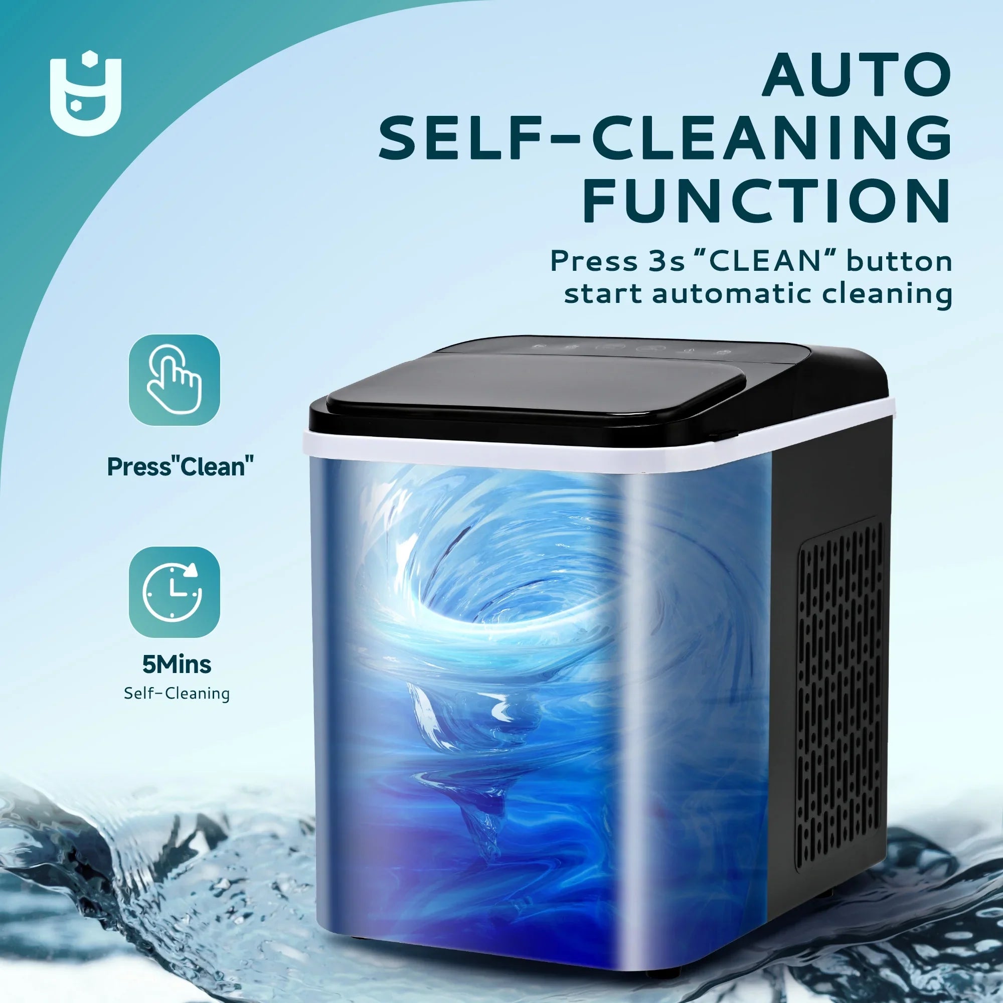 2026 New EUHOMY 35lbs/24H Nugget Ice Maker Countertop, Pebble Ice Maker Machine with Auto-Cleaning, Black - Image 4