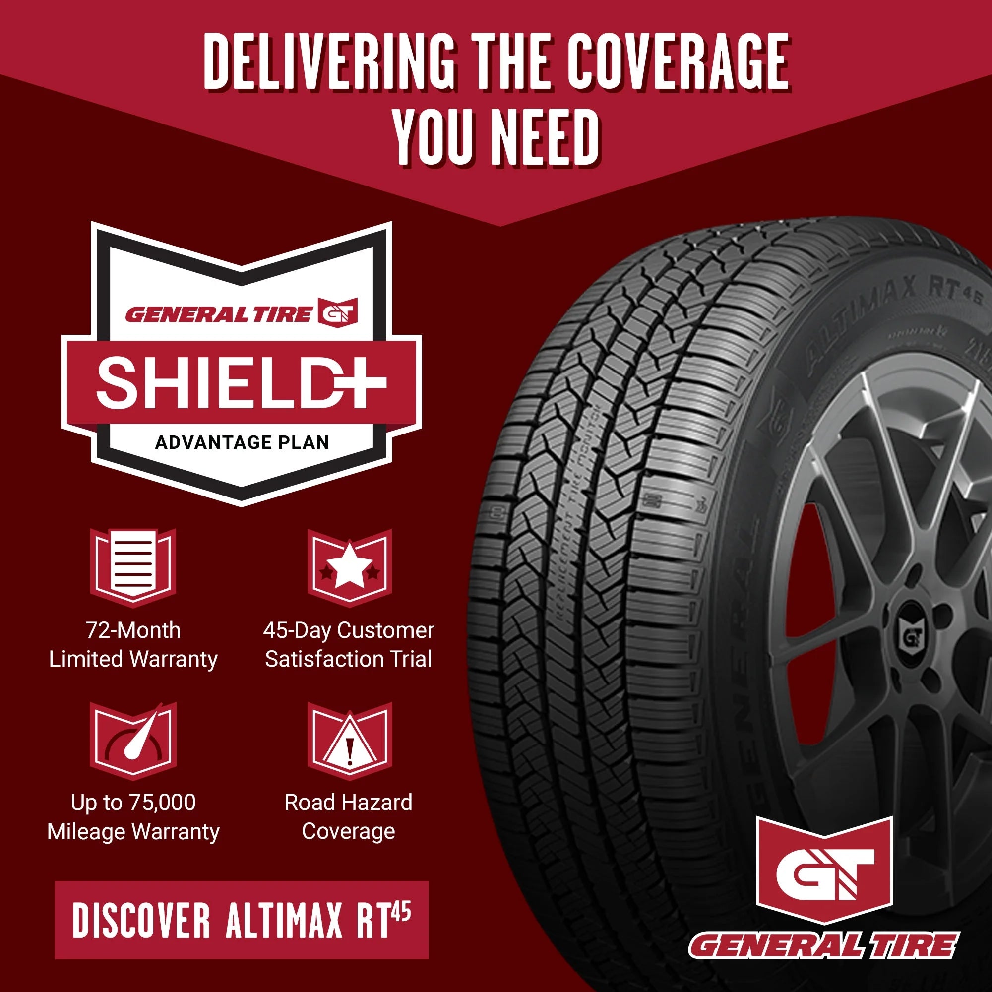 2026 New General AltiMAX RT45 All Season 235/40R19 96V XL Passenger Tire - Image 3