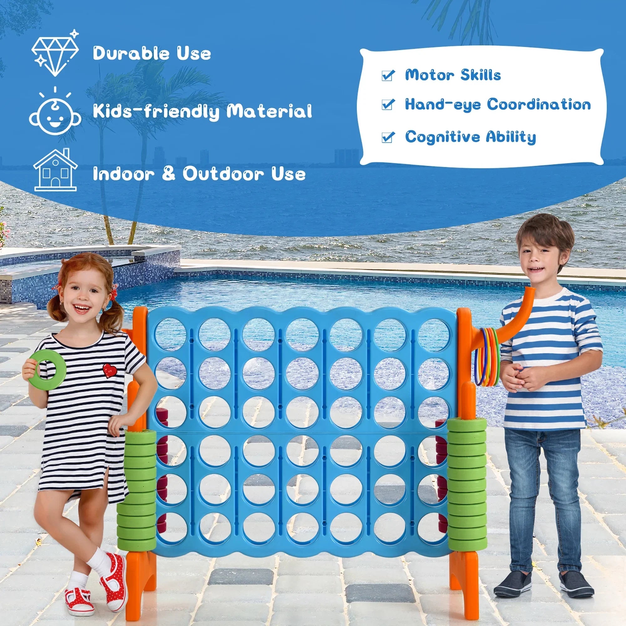 2026 New Costway Giant 4 in A Row Jumbo 4-to-Score Game Set W/Storage Carrying Bag for Kids Adult - Image 29