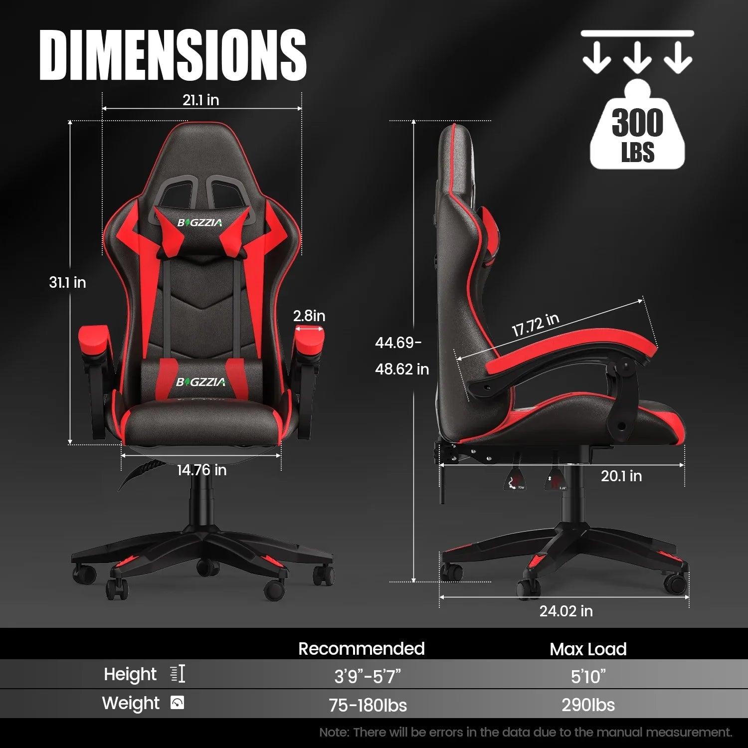 2026 New Bigzzia Gaming Chair Office Chair, Ergonomic Game Chair with Height Adjustable Headrest and Lumbar Support for Adults Teens, Black & White - Image 45