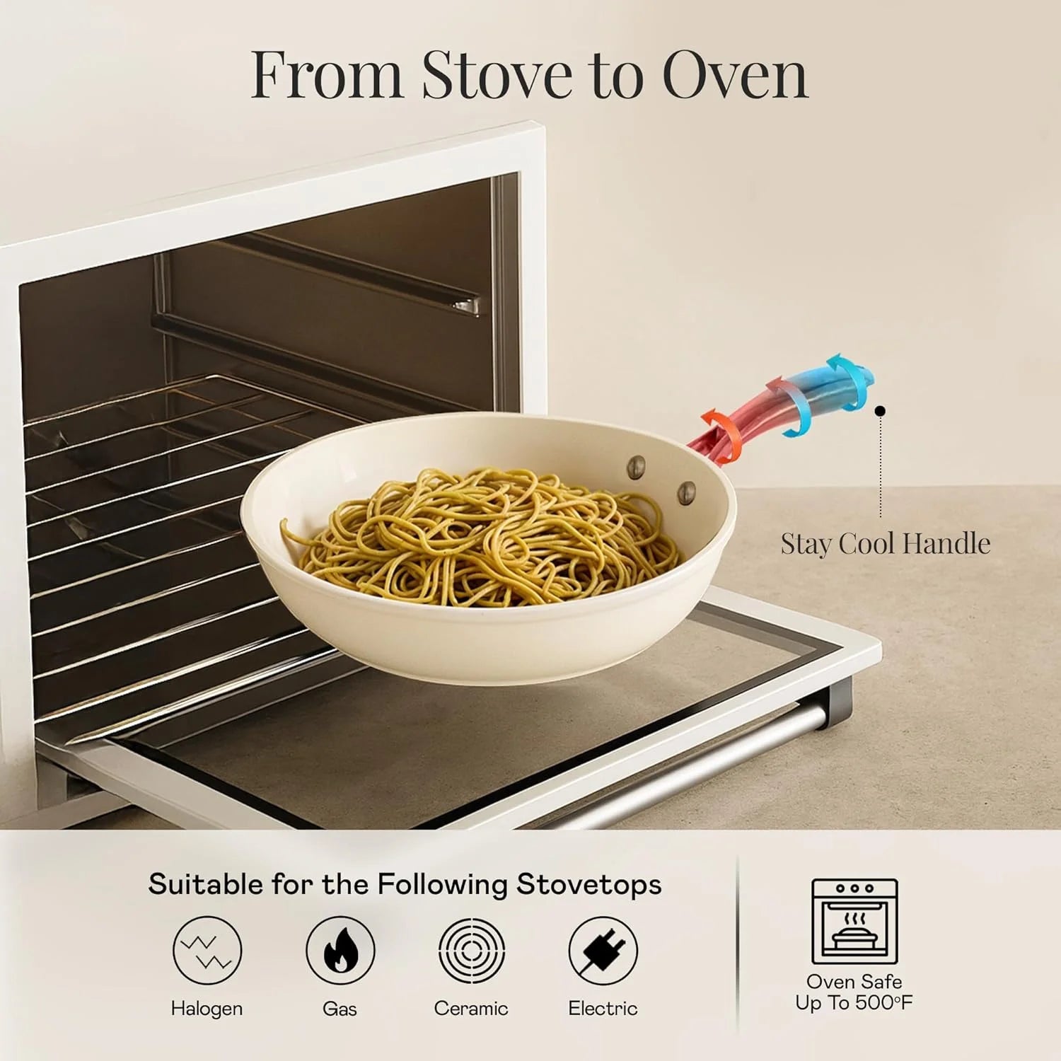 2026 New Gotham Steel 15 Pc Ceramic Cookware Set, Ceramic Pots and Pans Set Non Stick with Cooking Utensils and Steamer, Non Toxic, Premium Gold Stay Cool Handles, Oven & Dishwasher Safe - Image 5