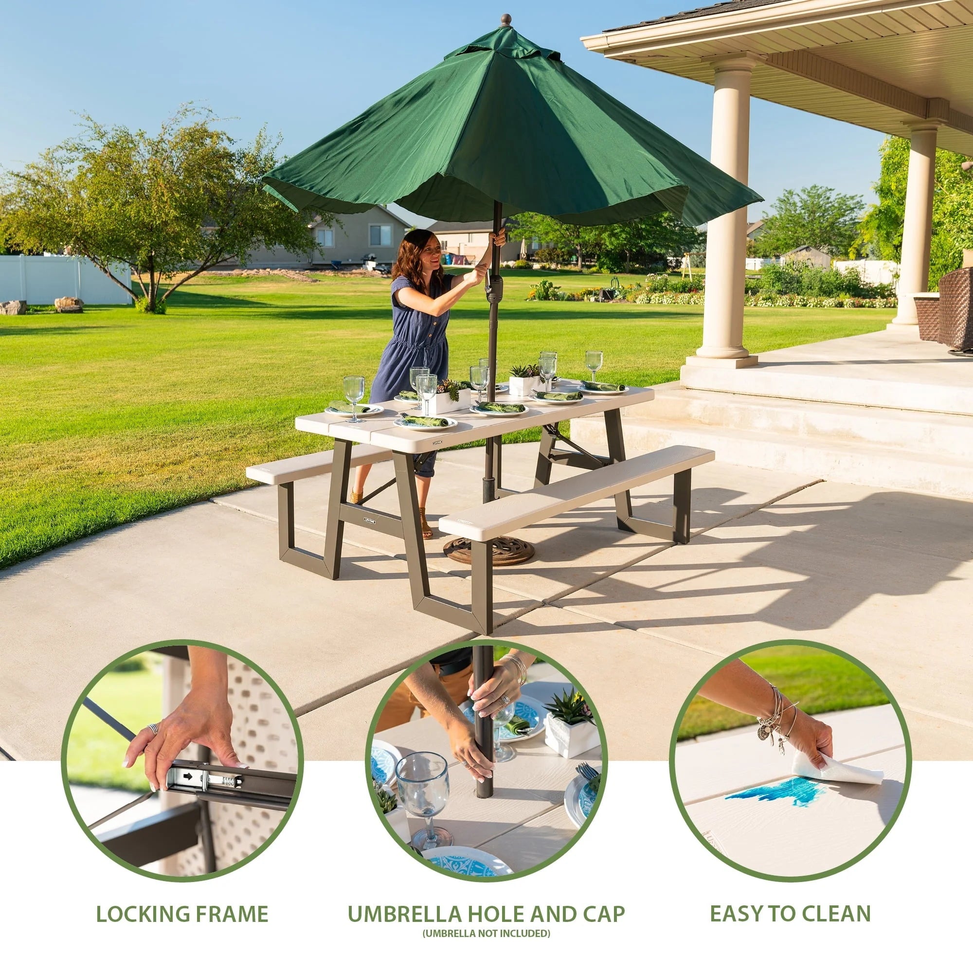 2026 New Lifetime 6-Foot W-Frame Desert Sand - HDPE Folding Picnic Table (60364) - Image 3