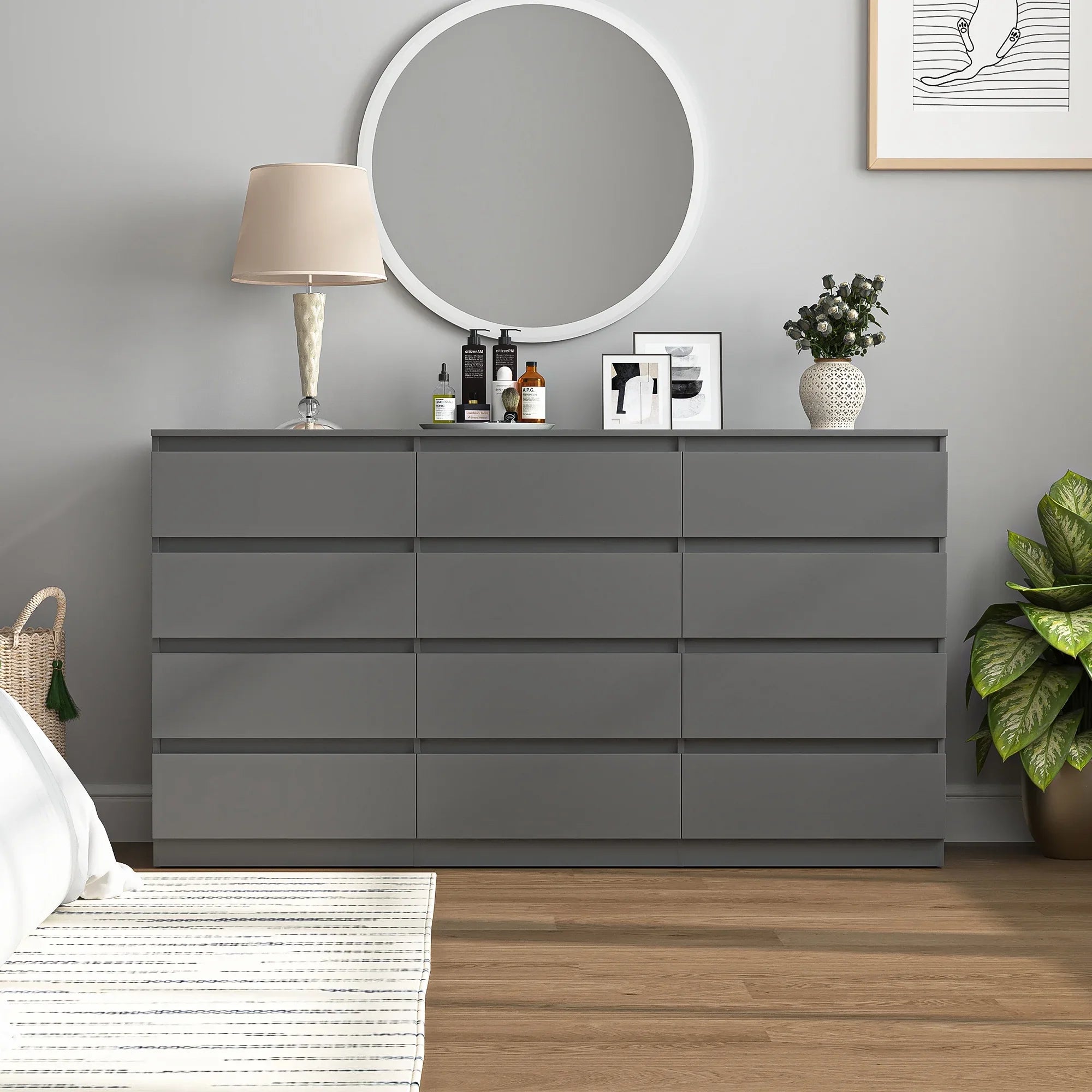 2026 New Kadyn Modern 6 Drawer Dresser Wood Cabinet,Dresser for Bedroom, Kitchen Storage Cabinet with Drawers, Chest of Drawers(Black) - Image 22