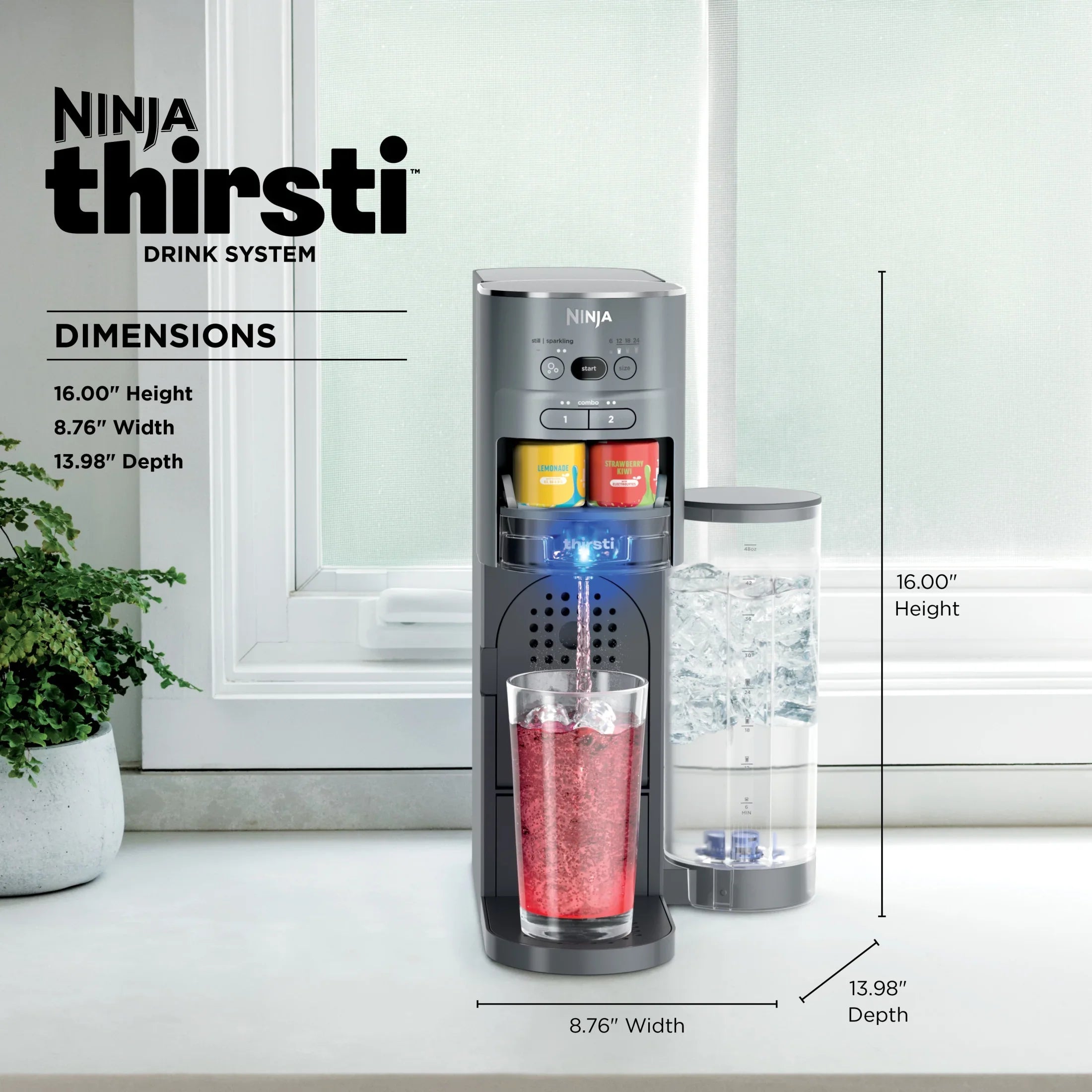 2026 New Ninja Thirsti Drink Maker, Still, Sparkling Custom Drink Kit, with CO2 Canister, Flavors, and 48 oz Reservoir - Image 11