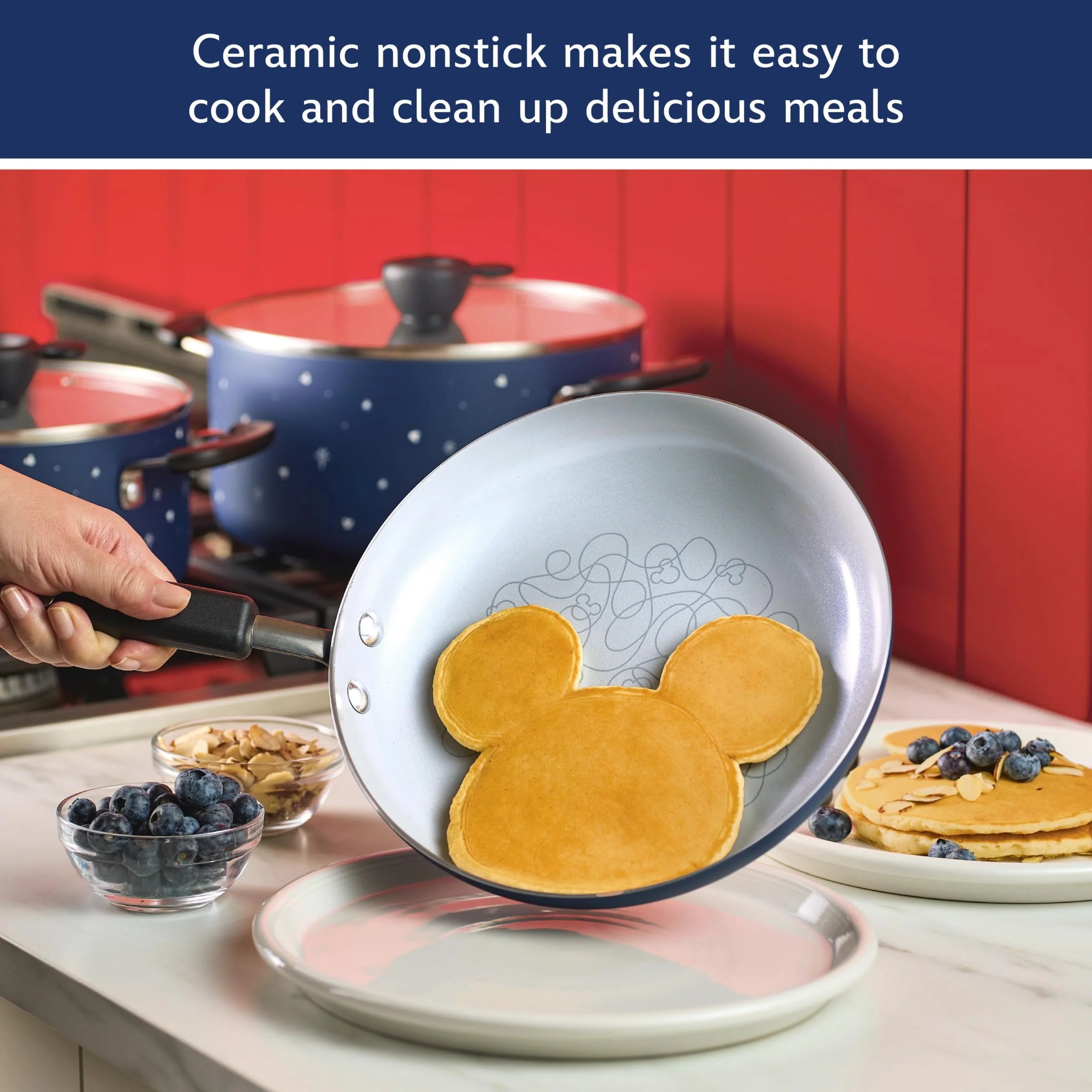 2026 New Farberware Bon Voyage Ceramic Nonstick Pots and Pans Set with Baking Sheet/Cookie Pan and Home Kitchen Tools, 8 Piece Non Stick Cookware Set - Blue - Image 5
