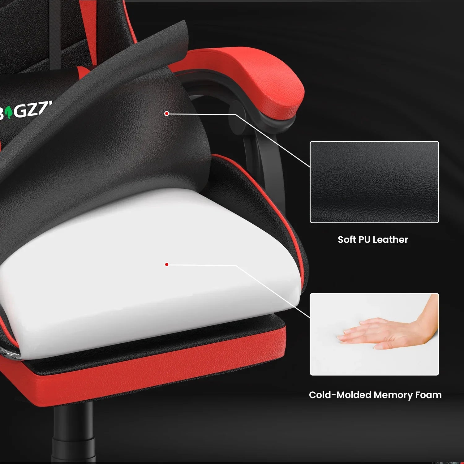 2026 New Bigzzia Gaming Chair Office Chair, Ergonomic Game Chair with Height Adjustable Headrest and Lumbar Support for Adults Teens, Black & White - Image 67