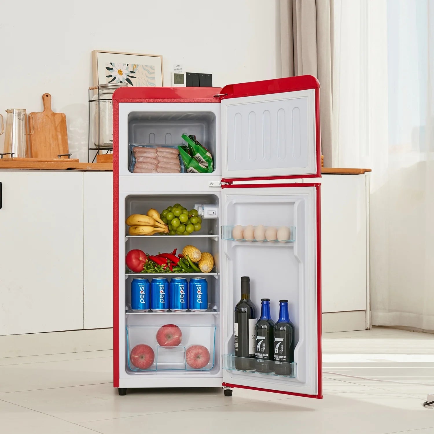 2026 New Harper & Bright Designs Double Door Mini Fridge with Freezer, 3.2 Cu.Ft Compact Refrigerator with Adjustable Shelf, Adjustable Thermostat and Reversible Door for Bedroom, Dorm, Home Office, White - Image 47