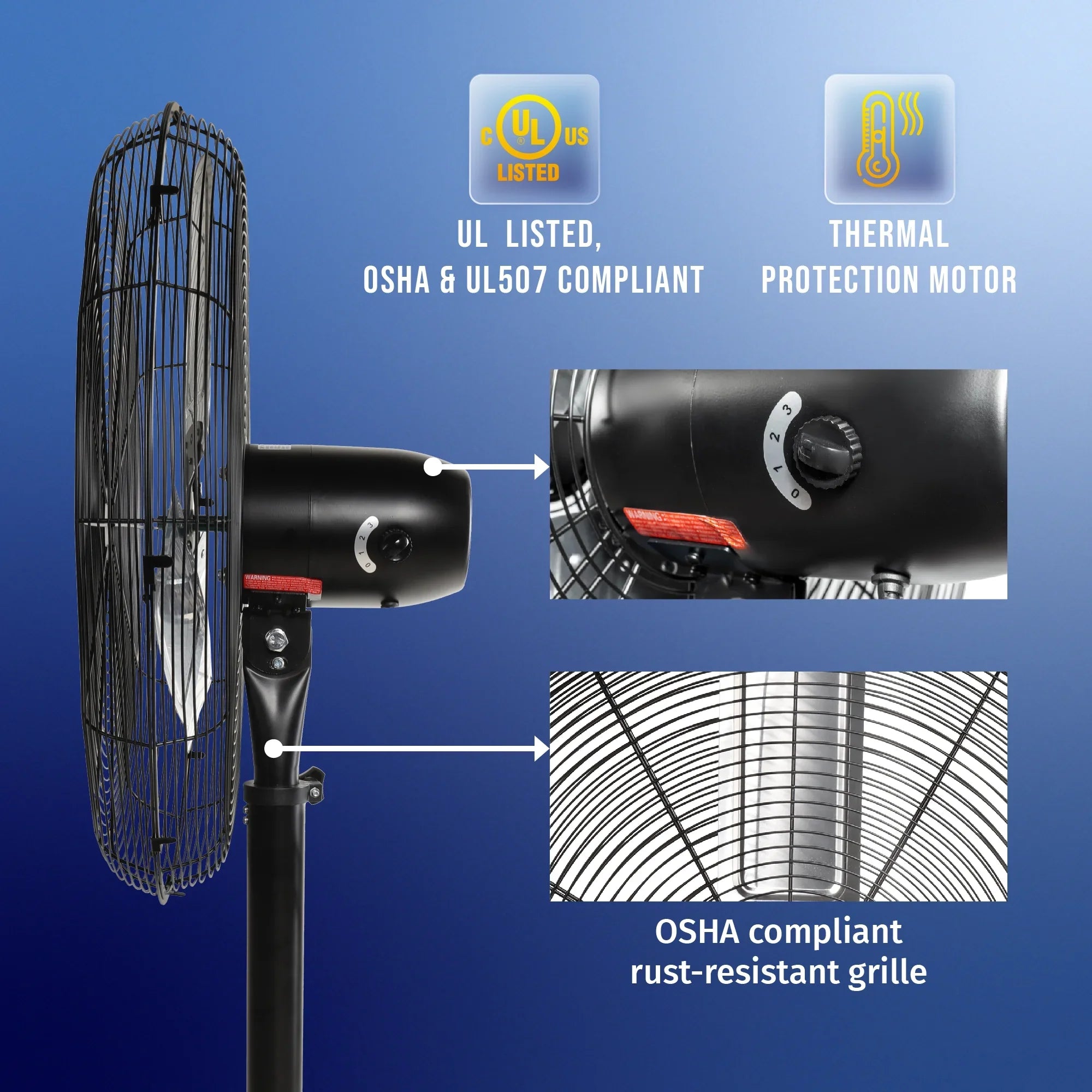 2026 New Tornado - 20 Inch High Velocity Metal Oscillating Pedestal Fan - Commercial, Industrial Use Water-Resistant - Image 45