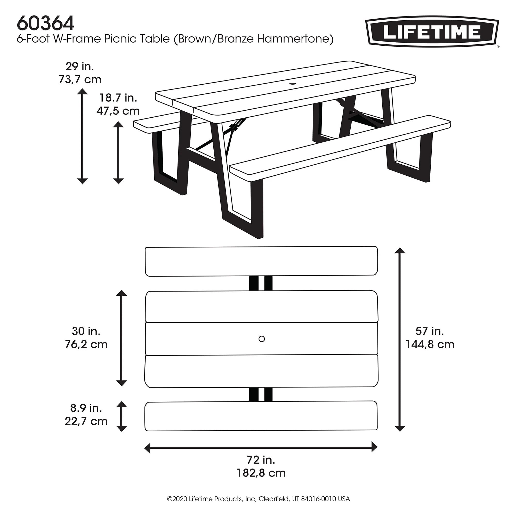 2026 New Lifetime 6-Foot W-Frame Desert Sand - HDPE Folding Picnic Table (60364) - Image 7