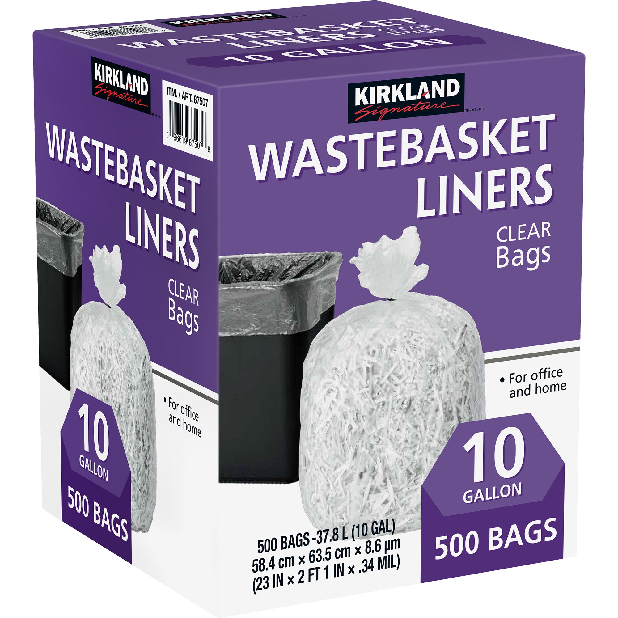 2026 New Kirkland Signature 10-Gallon Wastebasket Liner, Clear, 500-count