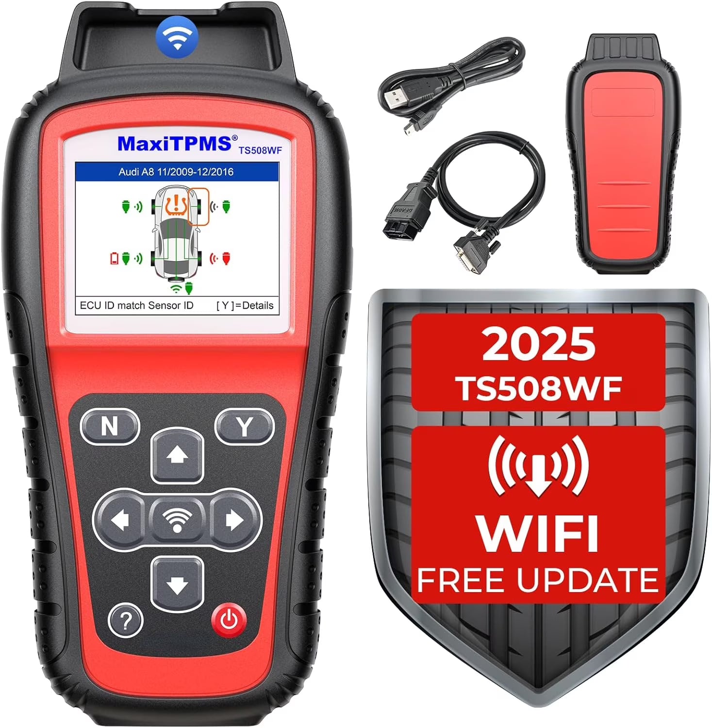 2026 New MaxiTPMS TS508WF TPMS Tool, 2025 Enhanced Wi-Fi Ver. of TS508 TS501 PRO TS408S TS601, MX-Sensor TPMS Progamming Tool, TPMS Diagnosis/Reset TPMS Relearn Tool, Read/Clear TPMS DTCs