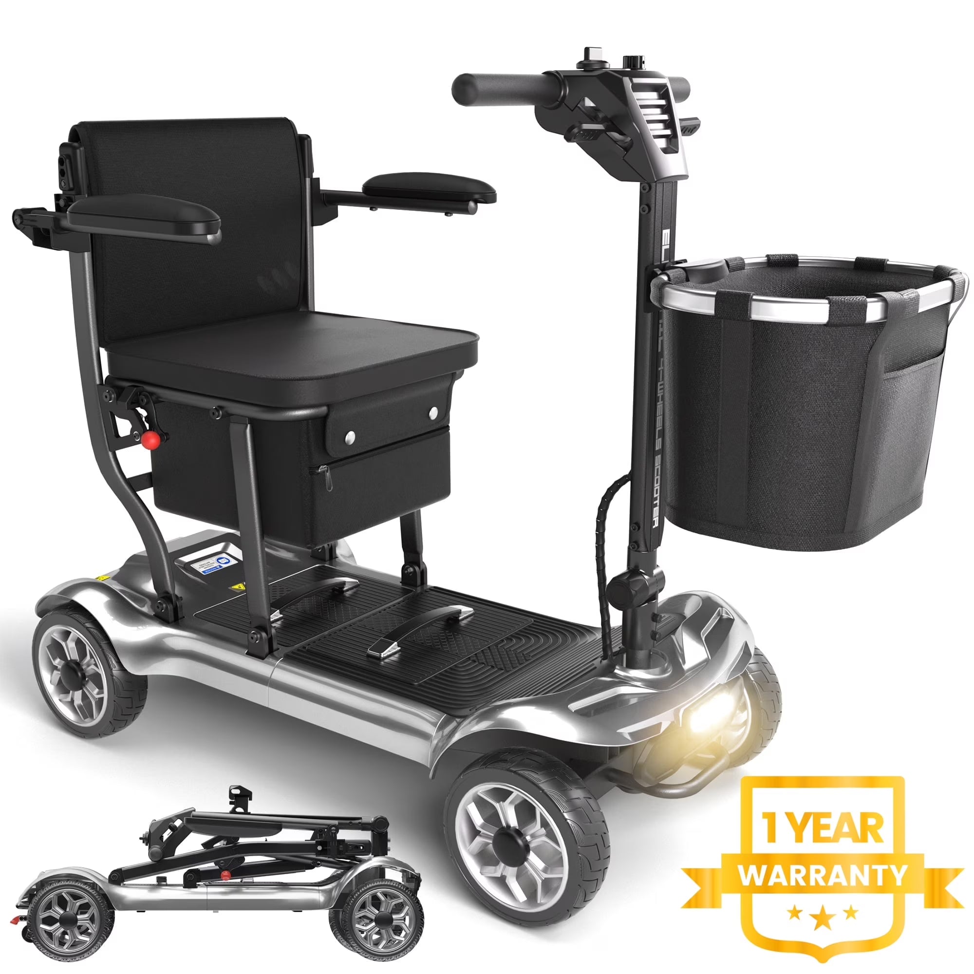 2026 New EAGLOG Light Weight 4 Wheels Mobility Scooter for Seniors, Electric Folding Wheelchair Device for Travel, Black - Image 3