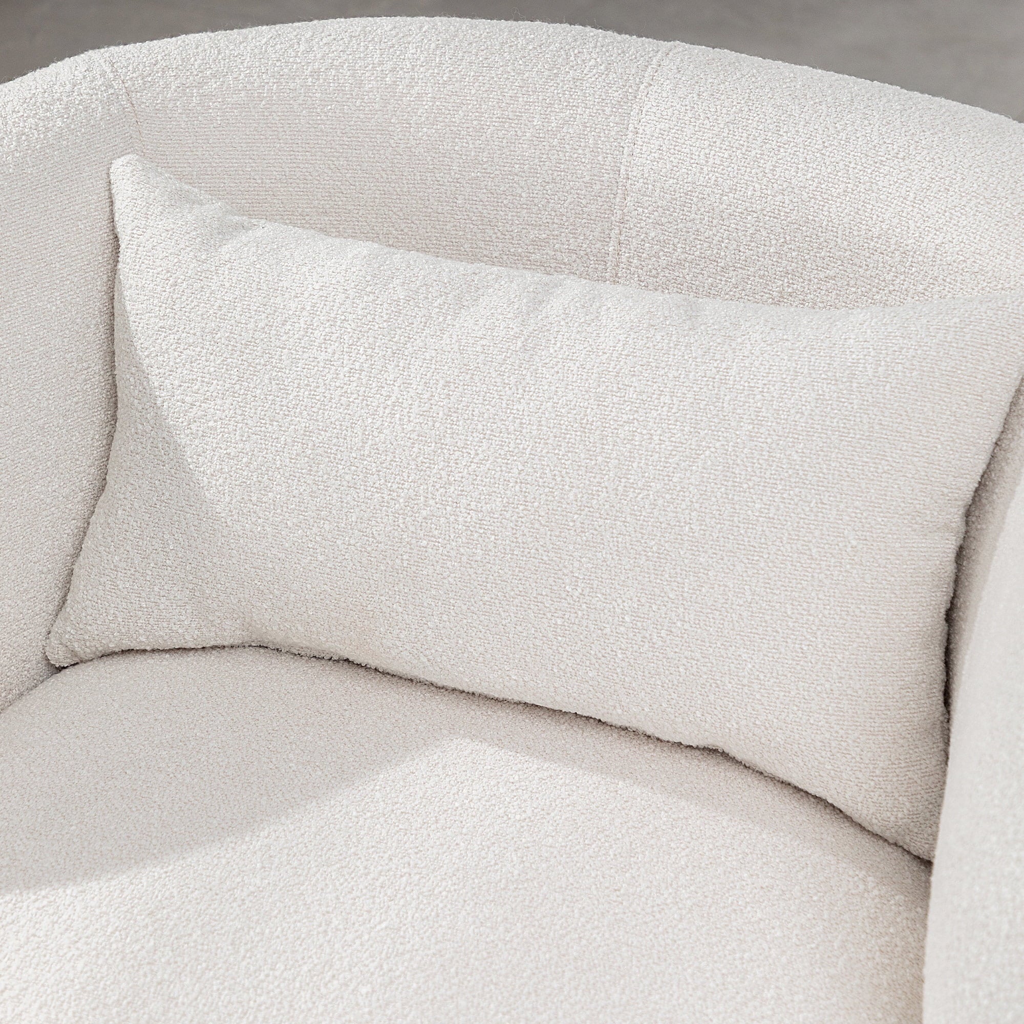 2026 New 34" Wide Boucle Swivel Barrel Chair, No Assembly Round Upholstered Armchair Accent Chair Single Sofa Chair with Toss Pillow for Living Room and Bedroom, Taupe - Image 20