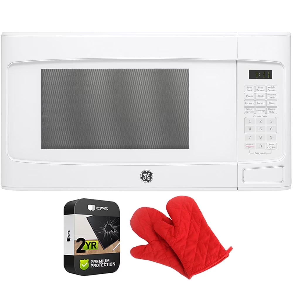 2026 New GE GCST11N1WSS 1.1 cu. ft. Countertop Microwave Oven 950 Watts Stainless Steel Bundle with 2 YR CPS Enhanced Protection Pack and Deco Chef Pair of Red Heat Resistant Oven Mitt - Image 5