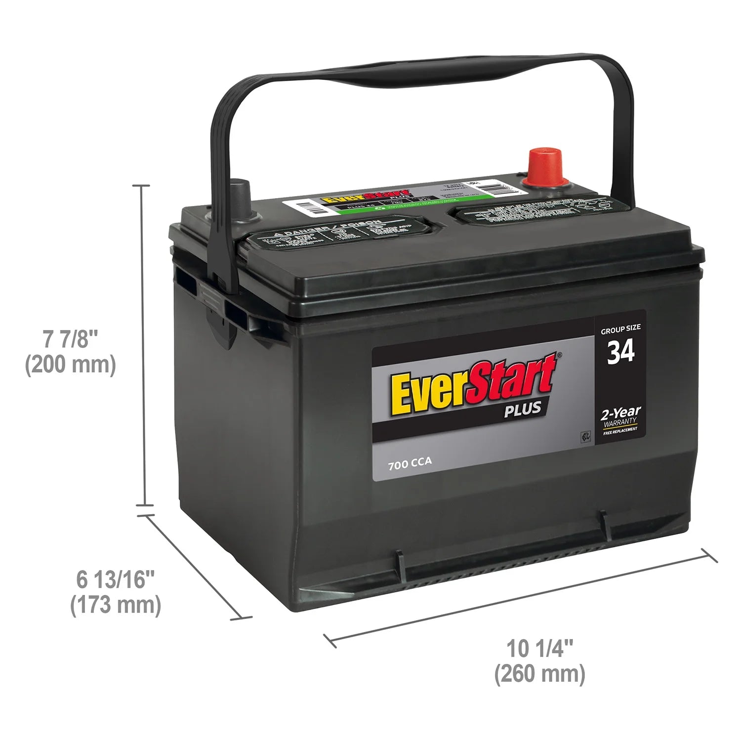 2026 New EverStart Plus Lead Acid Automotive Battery, Group Size 34 12 Volt, 700 CCA 120RC - Image 3