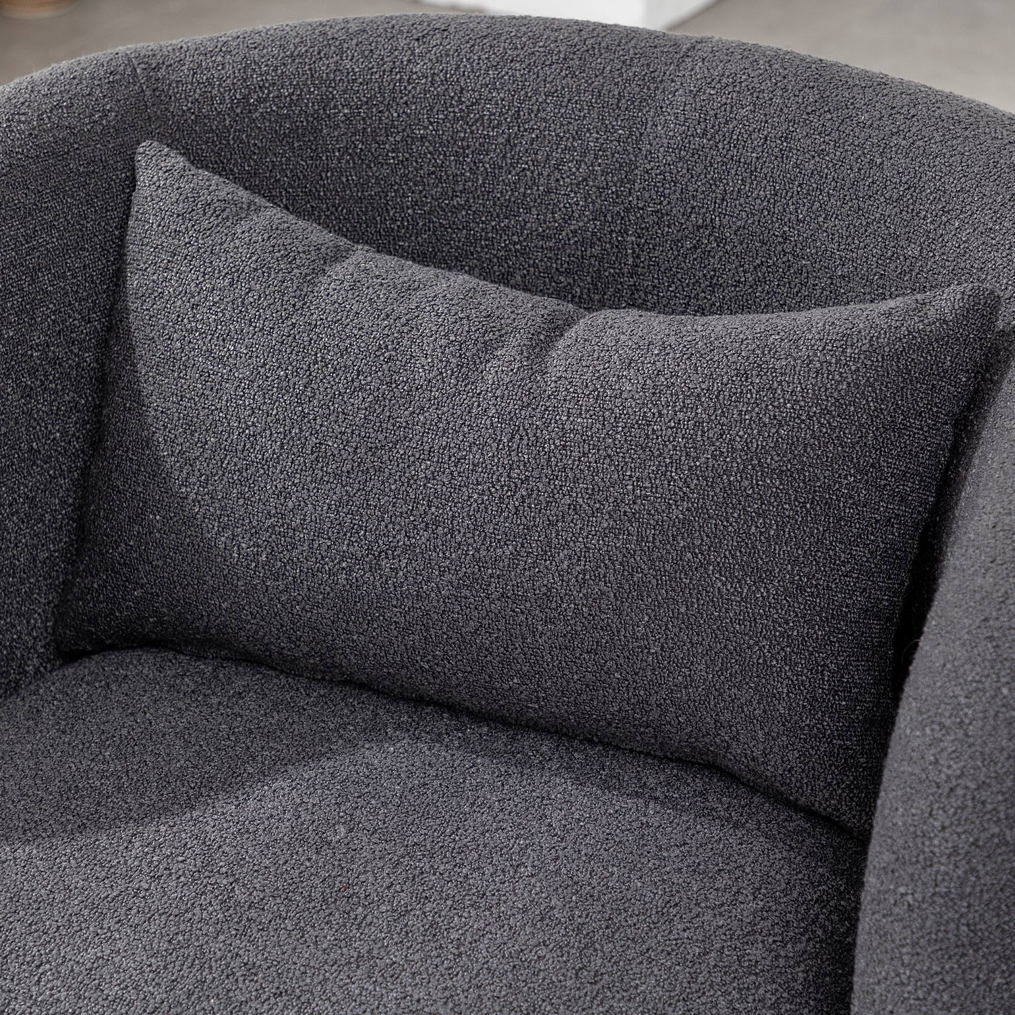 2026 New 34" Wide Boucle Swivel Barrel Chair, No Assembly Round Upholstered Armchair Accent Chair Single Sofa Chair with Toss Pillow for Living Room and Bedroom, Taupe - Image 29