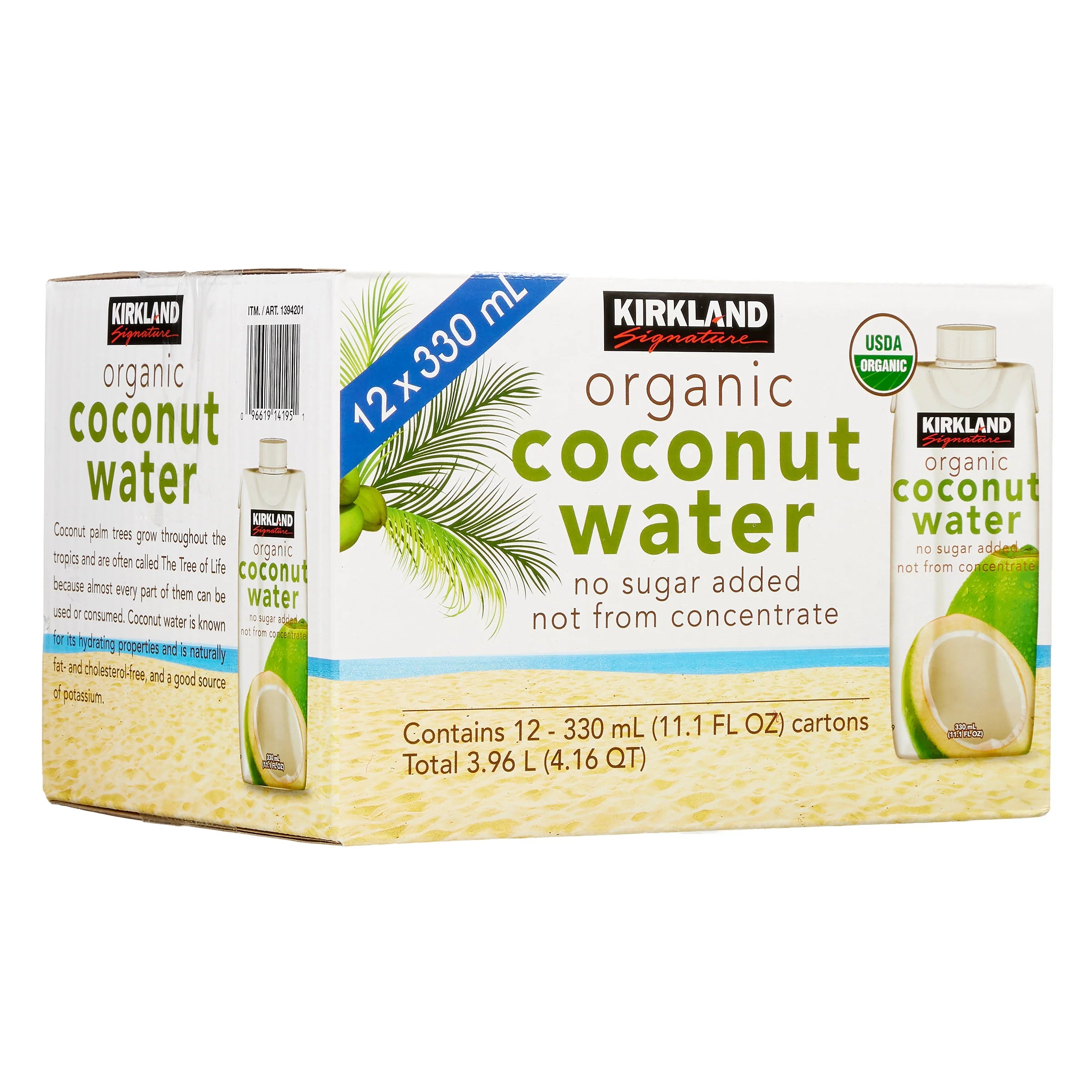 2026 New Kirkland Signature, Organic Coconut Water, 11.1 fl oz, 12-count