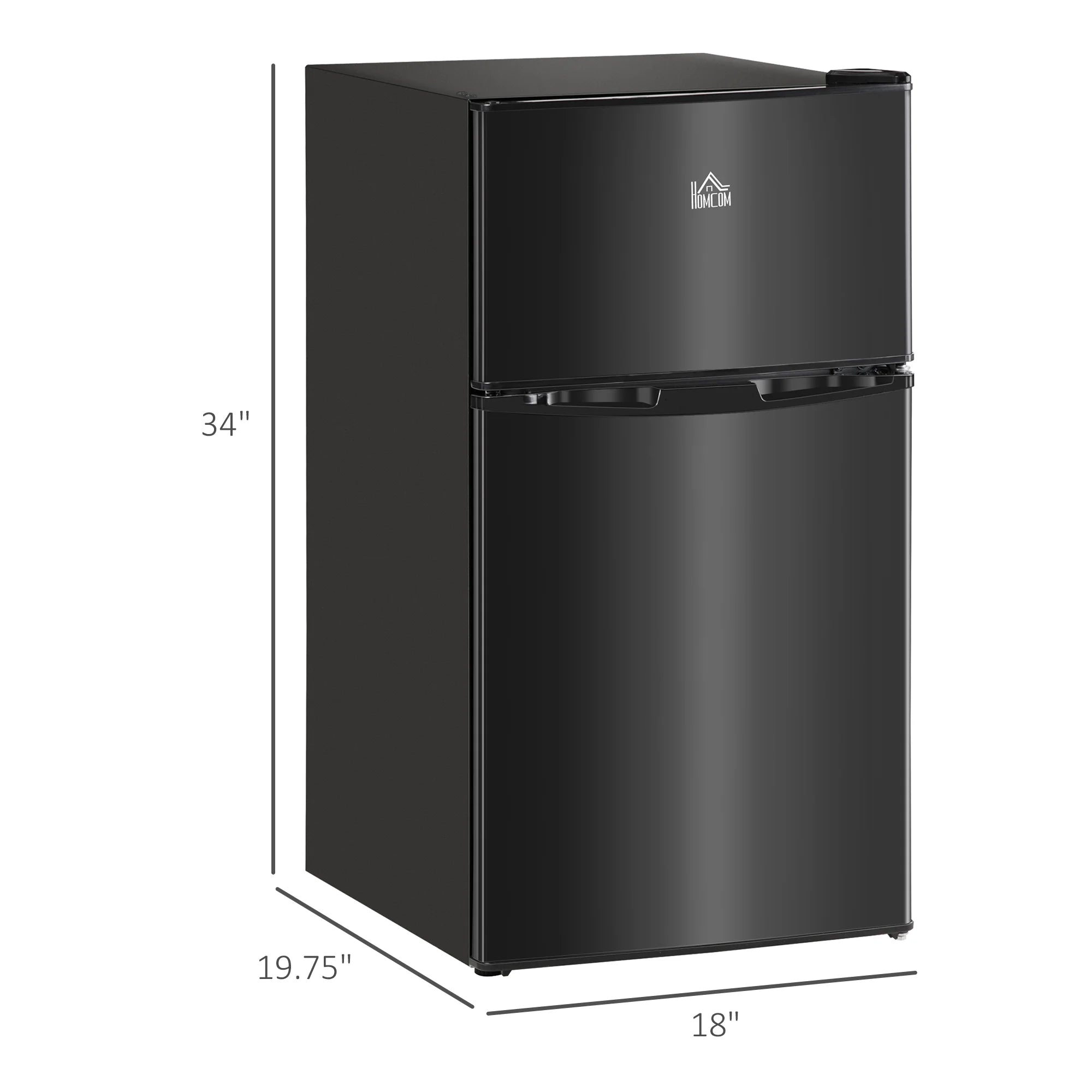 2026 New Homiyad 3.2 Cu.Ft Mini Fridge with Freezer, Double Door Compact Refrigerator with Adjustable Thermostat, Shelf and Reversible Door for Bedroom, Dorm, Home Office, Energy Efficient, Black - Image 3