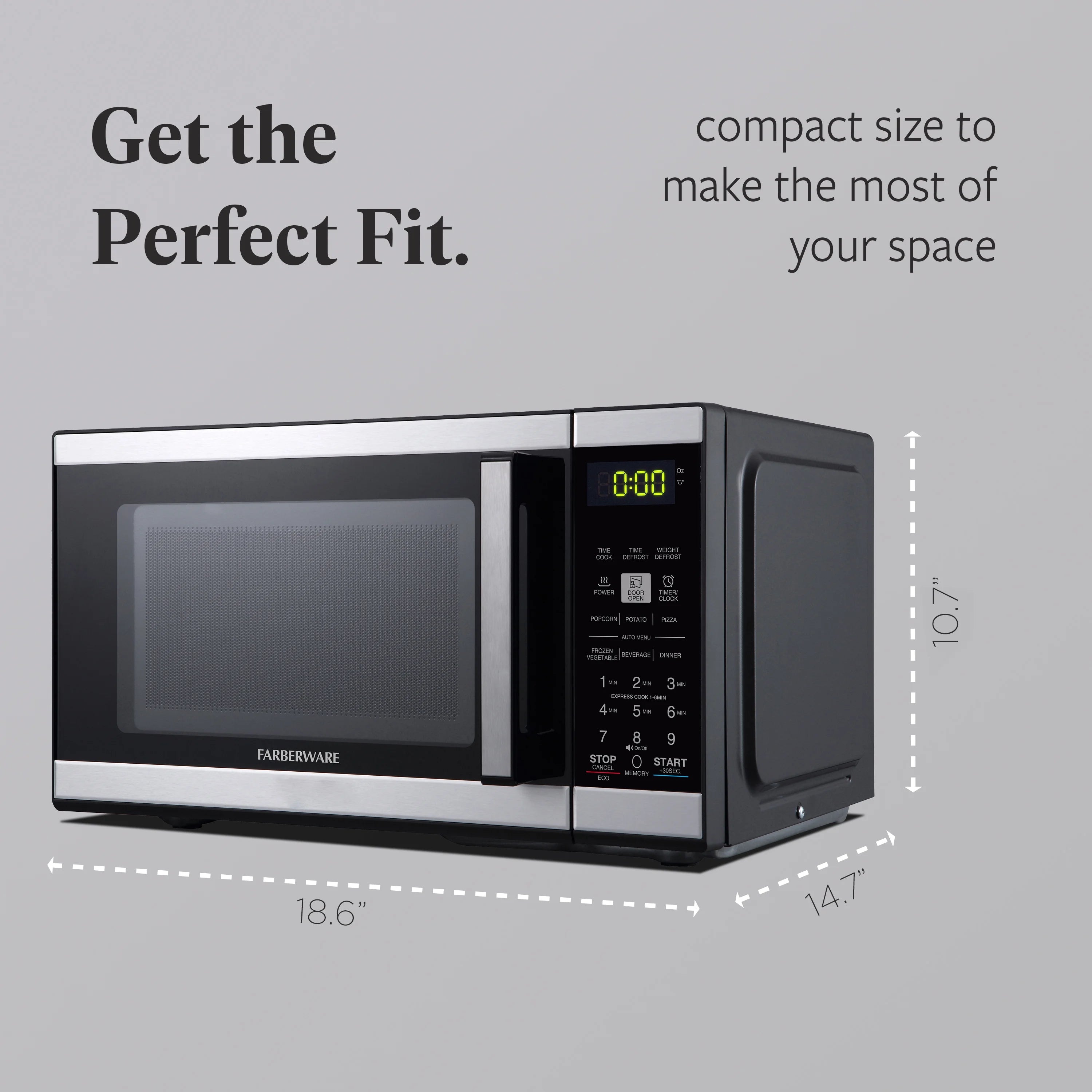 2026 New Farberware Countertop Microwave 900 Watts, .9 cu ft - Microwave Oven With Child Lock - Perfect for Apartments and Dorms - Easy Clean Grey Interior, Stainless Steel - Image 4