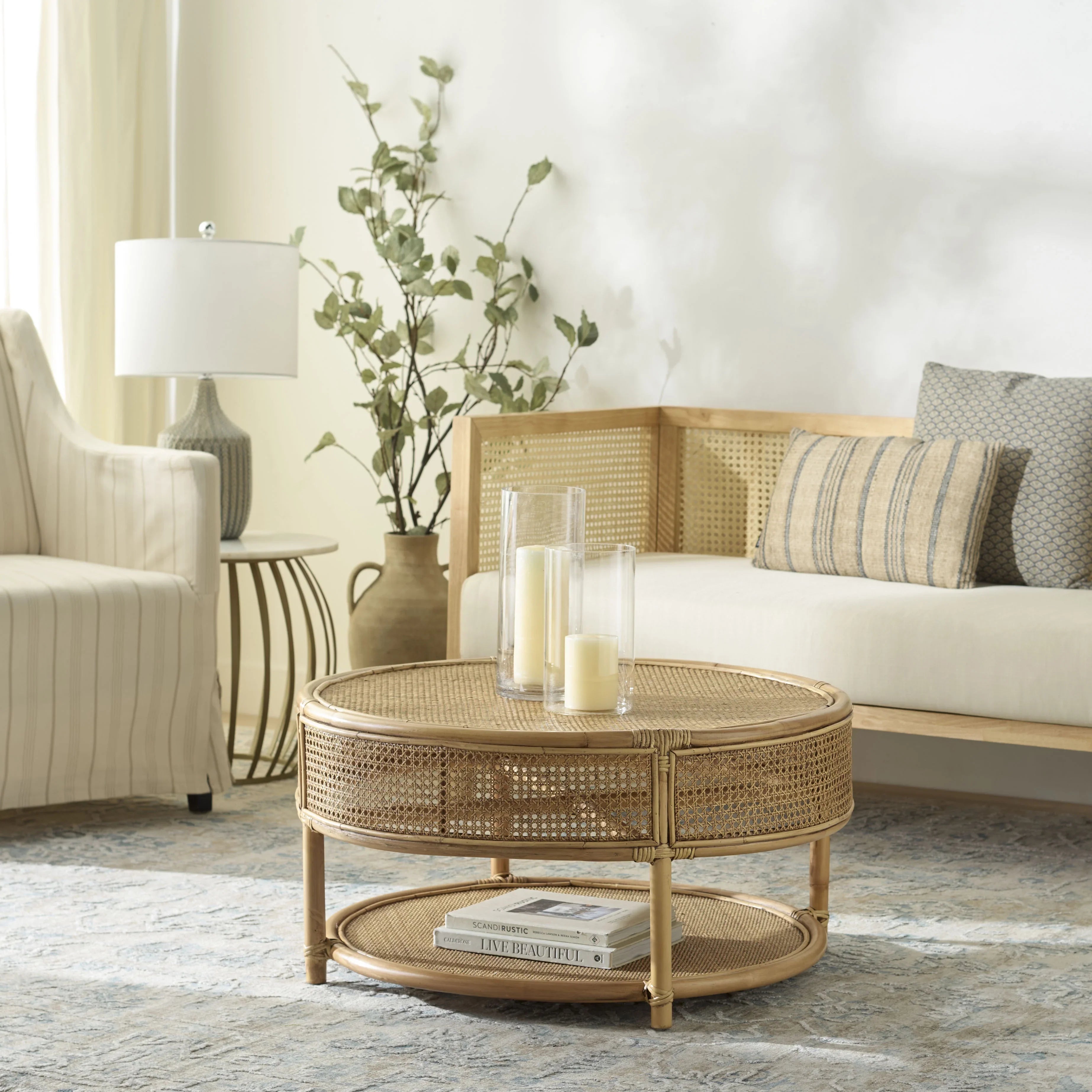 2026 New SAFAVIEH Modern Round Rattan Coffee Table, Natural - Image 12