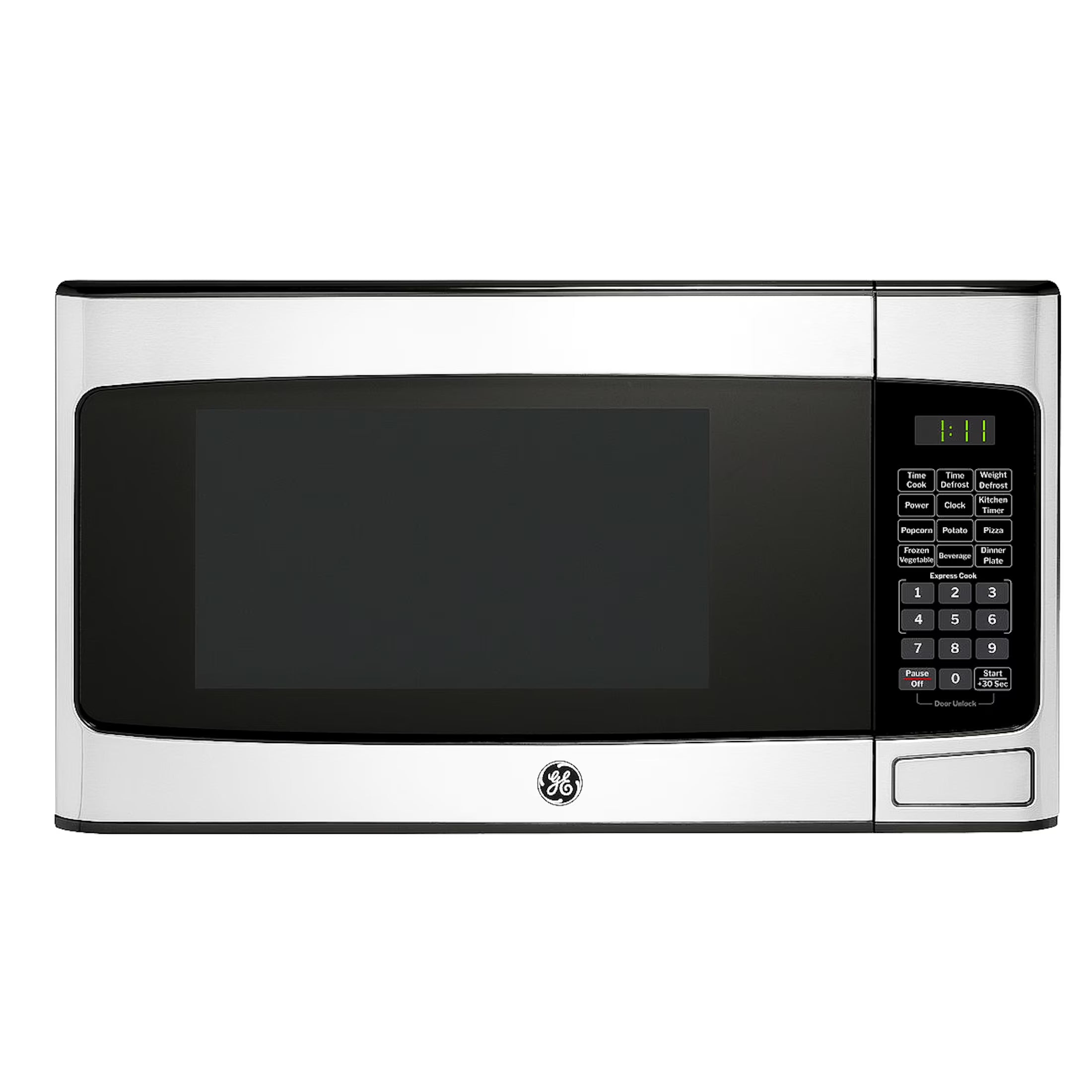2026 New GE 1.1 Cu Ft Countertop Microwave Oven, 950W, Stainless Steel, One-Touch Cooking, Turntable, Auto Defrost, Child Lock, Model GCST11N1WSS