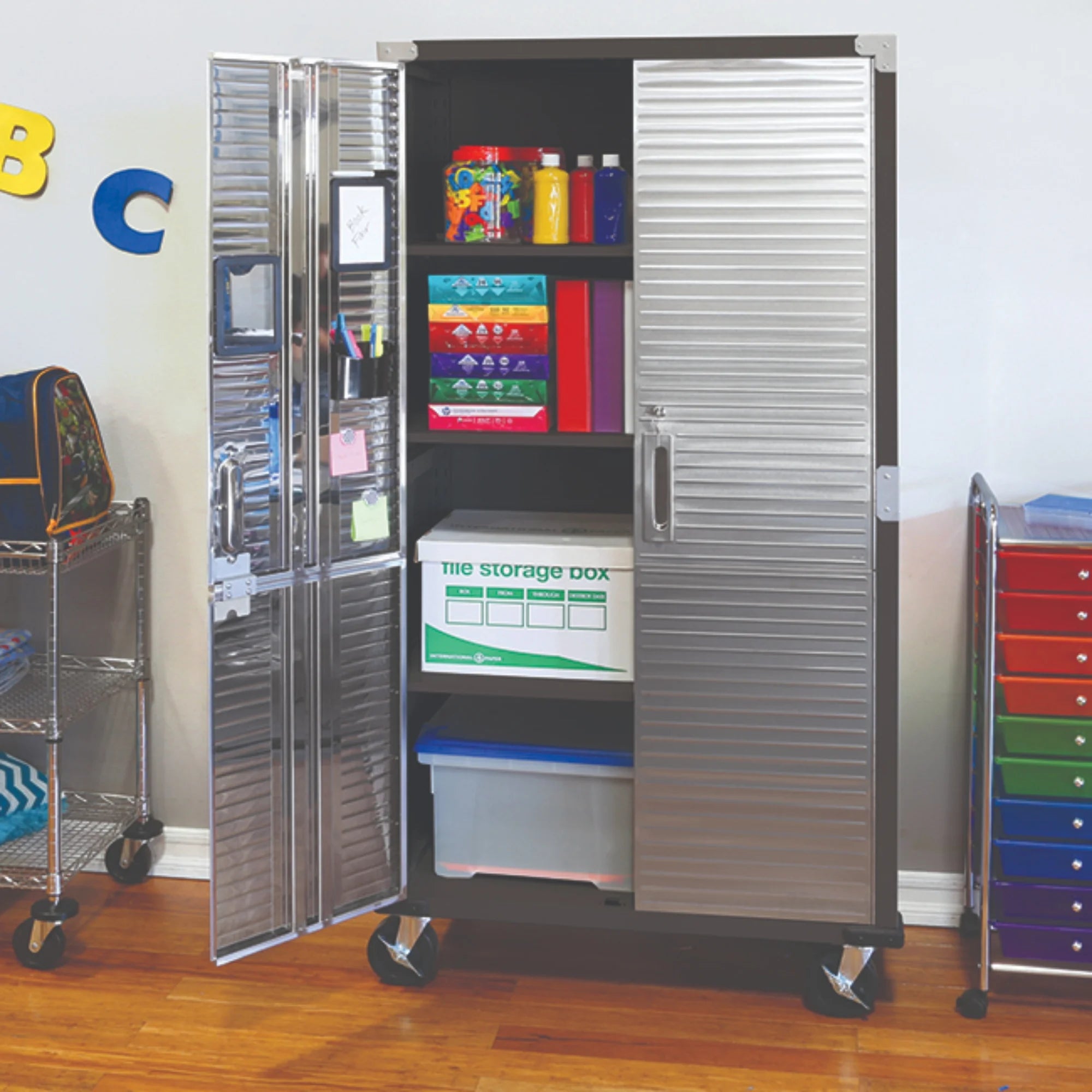 2026 New Seville Classics UltraHD Steel Body Lockable Storage Filing Cabinet Organizer Locker Shelving Unit 36" W x 18" D x 72" H, Granite - Image 33