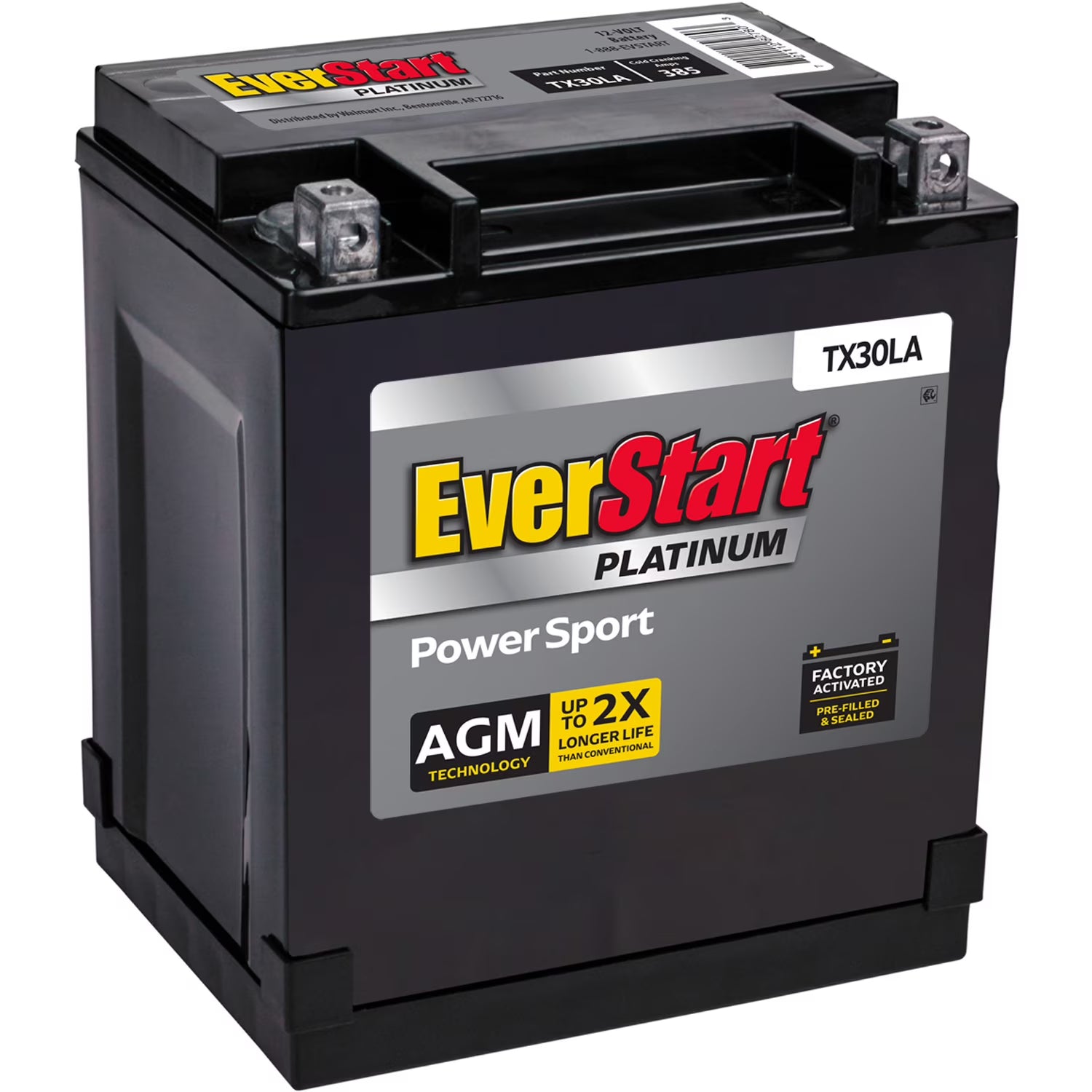 2026 New EverStart Platinum AGM PowerSport Battery, Group Size TX30LA 12 Volts, 385 CCA