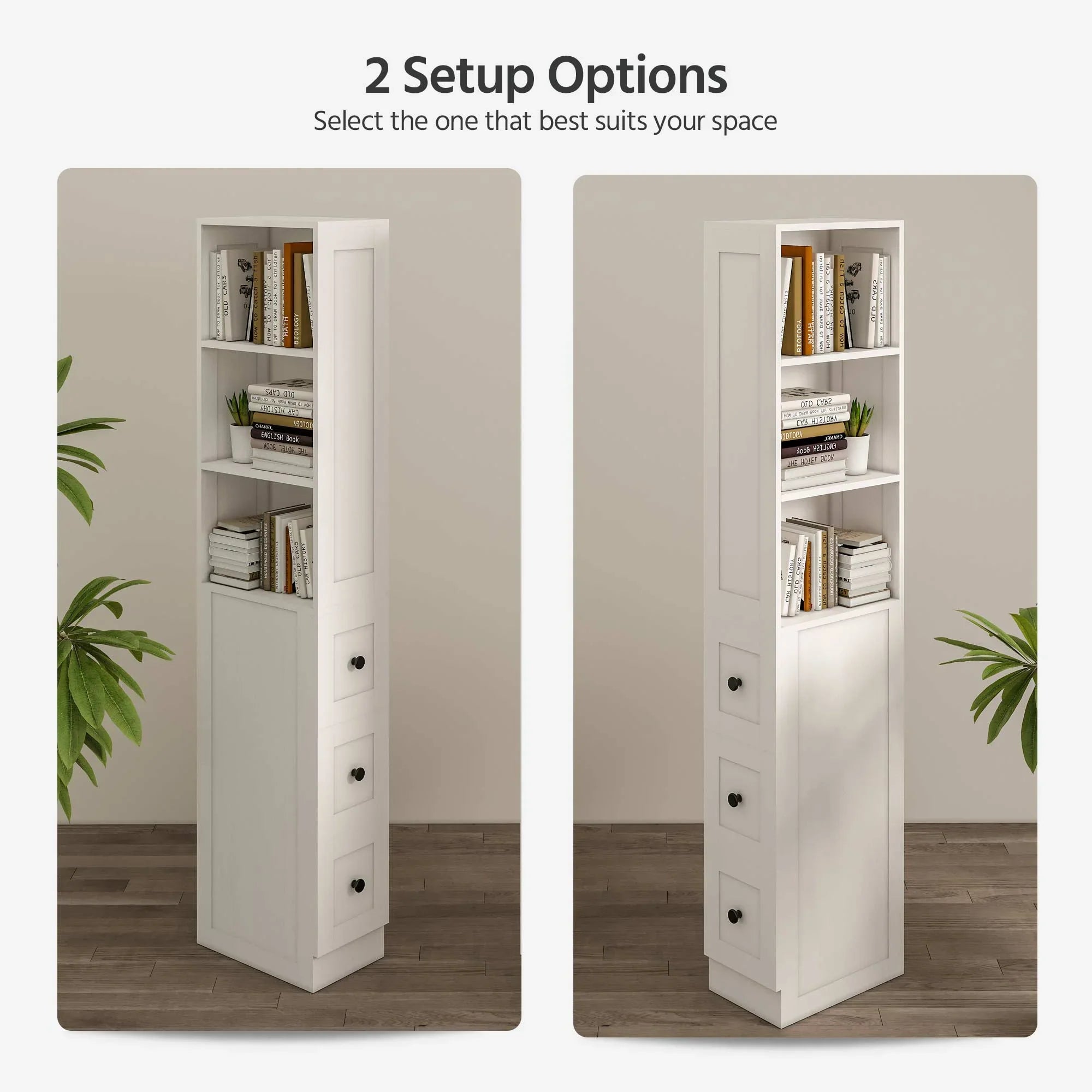 2026 New LAUSAINT HOME Bathroom Storage Cabinet, Tall Thin White Storage with 2 Adjustable Shelves & 3-level Drawers for Home, Kitchen - Image 5