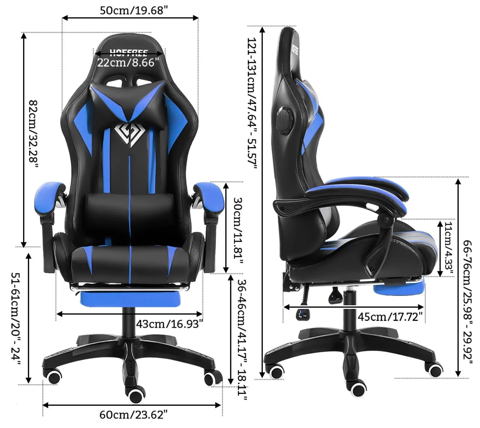 2026 New RGB Gaming Chair with Speakers Massage Computer Gaming Chair with LED Lights and Footrest High Back Video Game Chair for Adults Blue and Black - Image 2