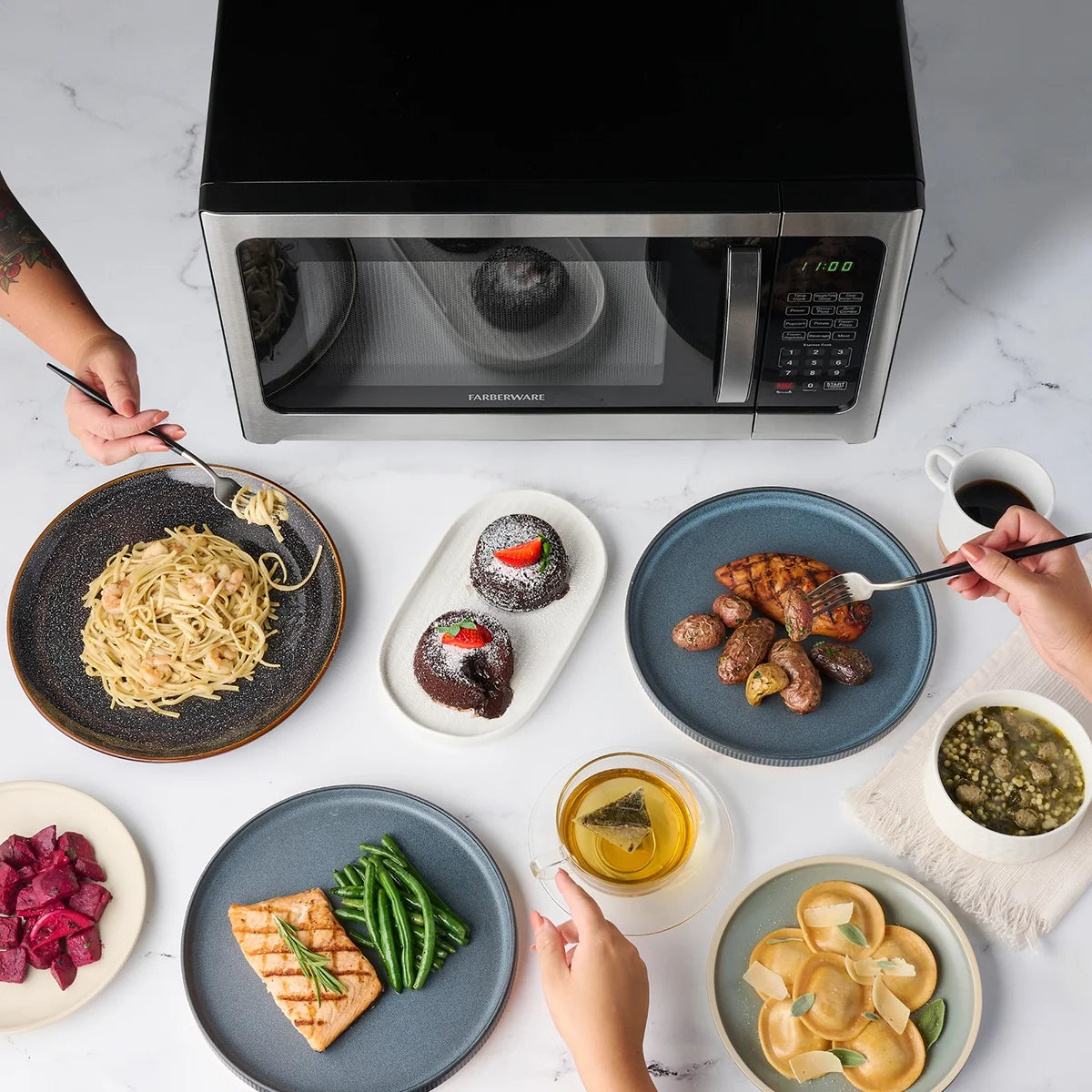 2026 New Farberware Professional 1.2 Cu. Ft. 1000-Watt Microwave Oven with Sensor Cooking, Stainless Steel/Black Body Wrap - Image 13