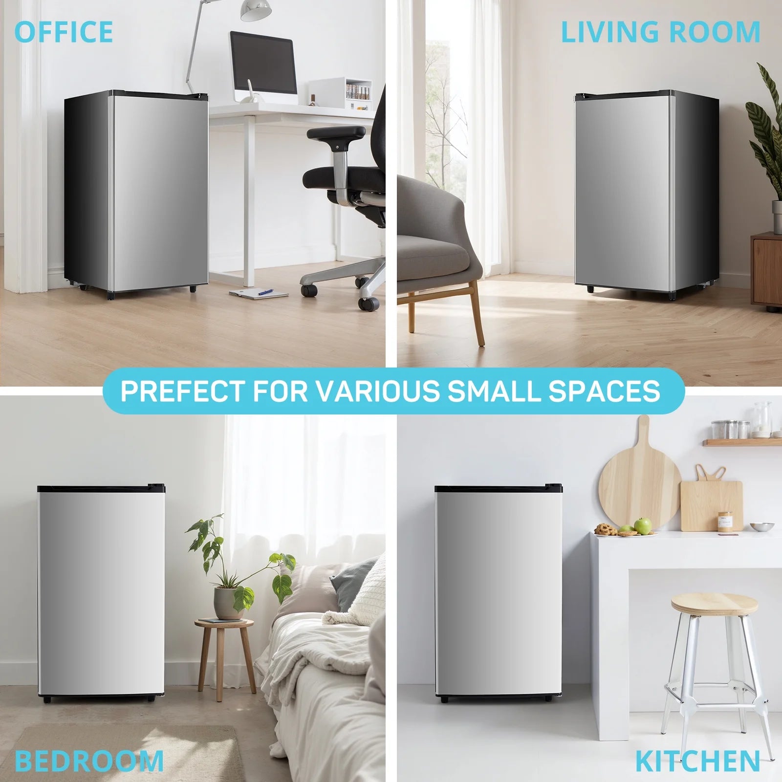 2026 New Upgraded Mini Fridge with Freezer, Compact Single Door, 3.2 Cu.Ft , Adjustable Thermostat, Low Noise, Perfect for Bedroom, Dorm, Office, 17.5" D x 17.7" W x 31.5" H, Black - Image 14