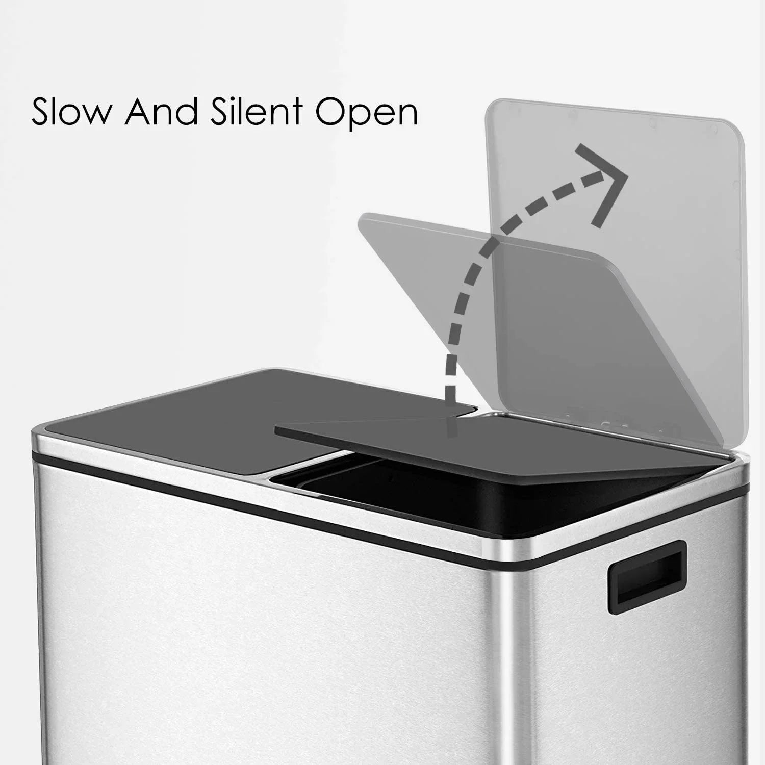 2026 New LAZY BUDDY Dual Garbage Can, Stainless Steel 16 Gallon Step Kitchen Trash Can with Soft-Close Lid, Double Compartment Garbage Recycling Bin - Image 17