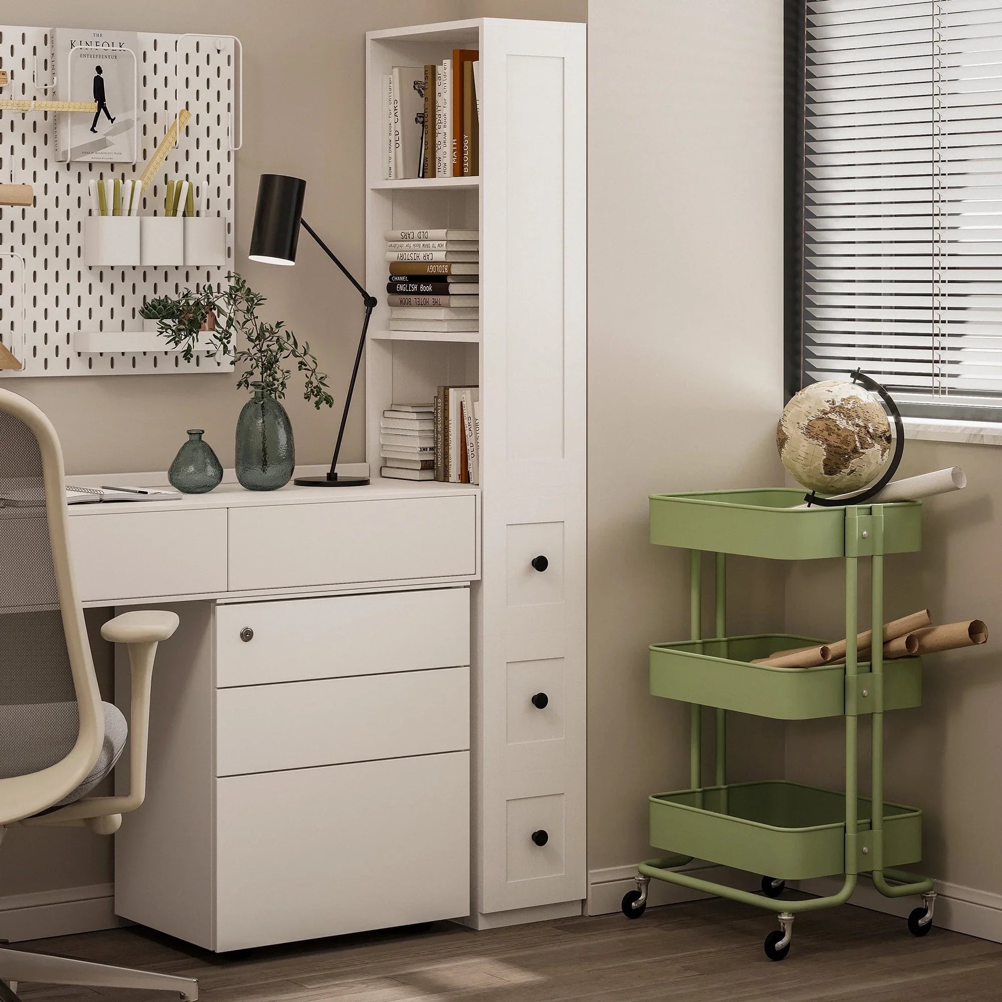 2026 New LAUSAINT HOME Bathroom Storage Cabinet, Tall Thin White Storage with 2 Adjustable Shelves & 3-level Drawers for Home, Kitchen - Image 8